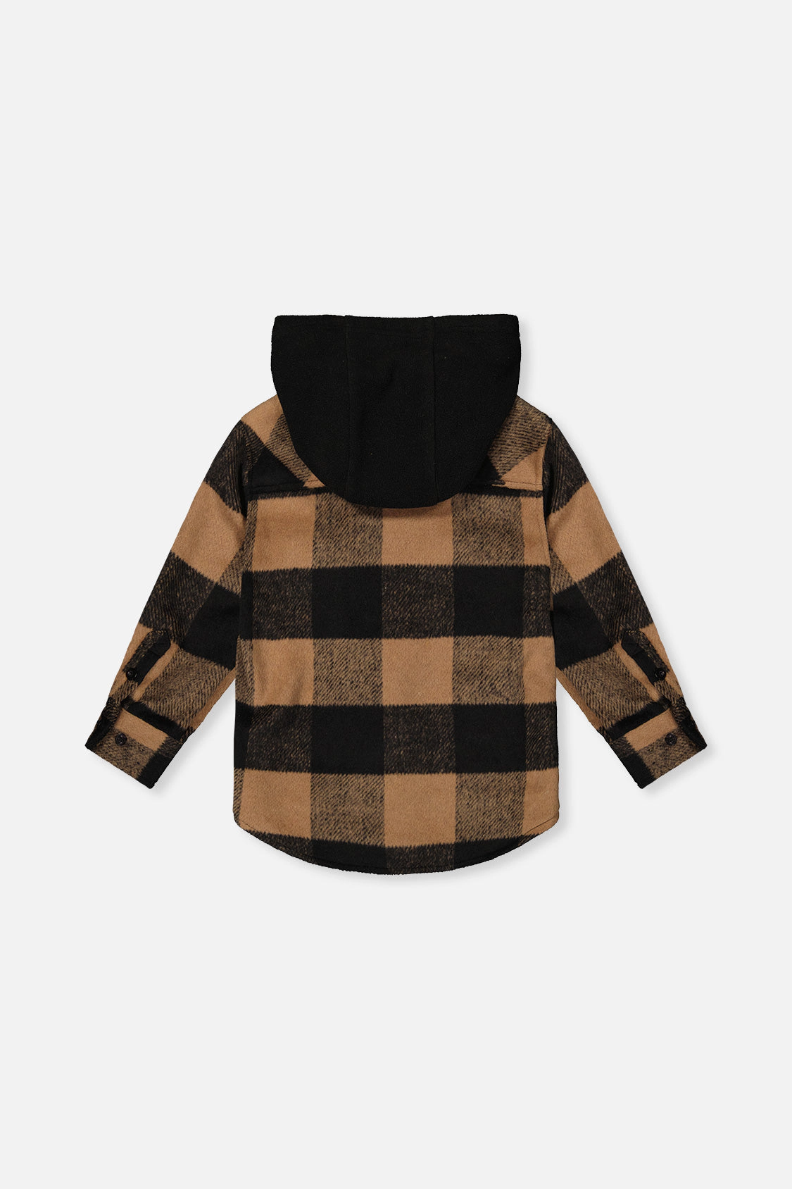 Deux par Boys Plaid Flannel Button Front Shirt with Fleece Hood and Chest Pockets