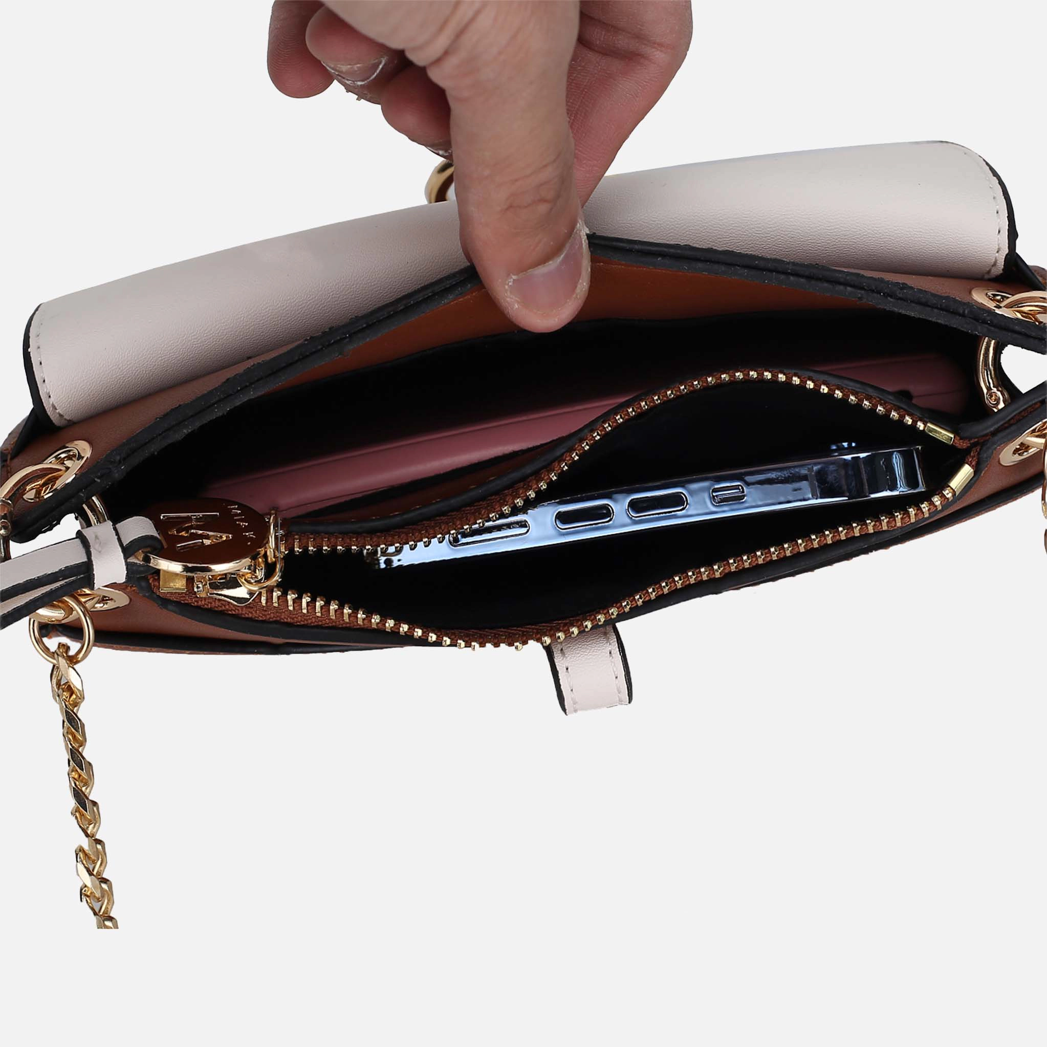 Mia K Collection Jill Color Block Vegan Leather Crossbody Bag