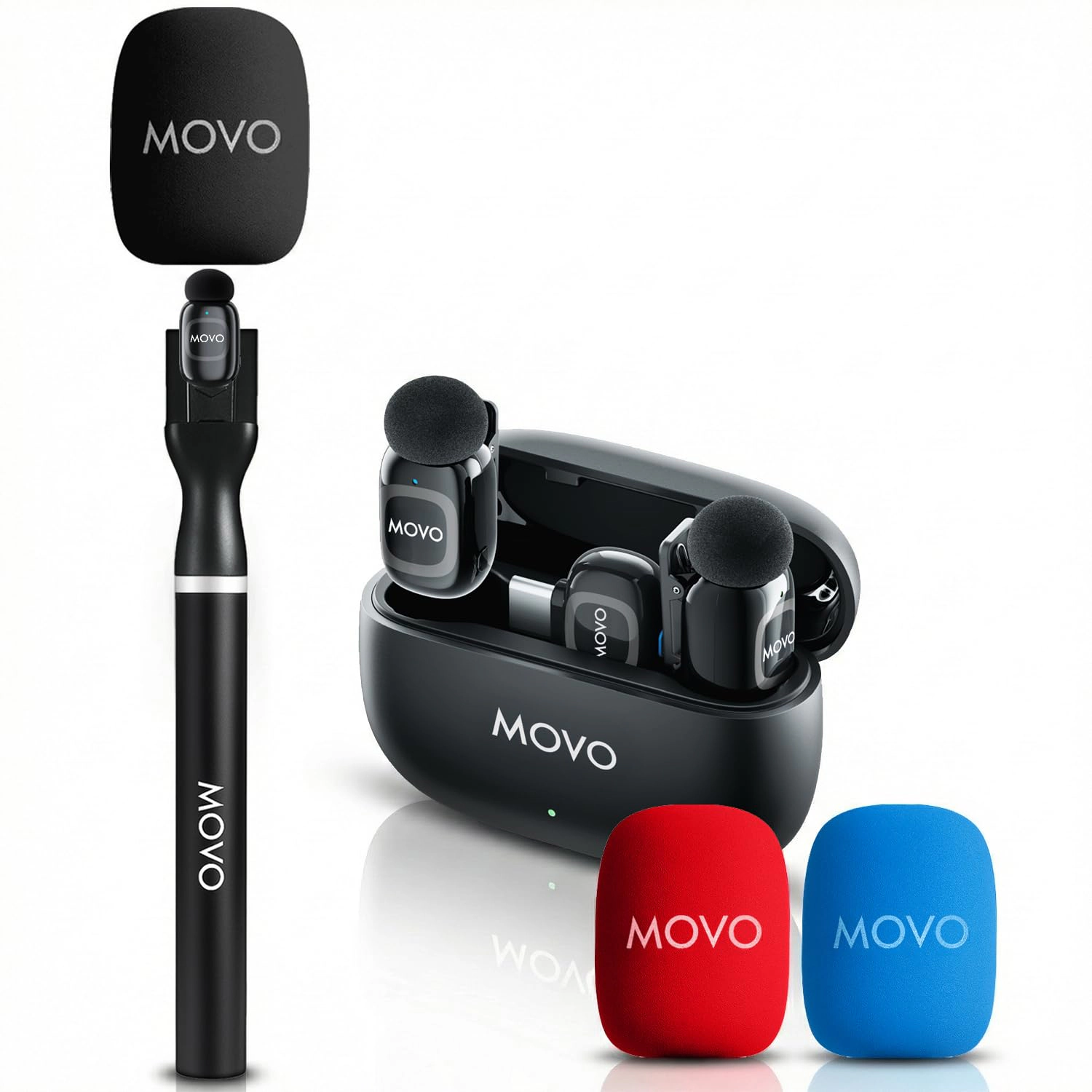 Movo NanoMic Wireless USB-C Mic Kit with Interview Handle — Dual Street Interview Mic for iPhone 15/16/17+, Android