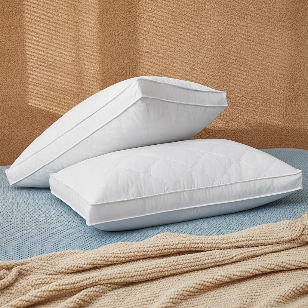 PEACENEST Gusseted Feather and Down Pillows with Cotton Shell,Medium-Firm Support,2-Pack