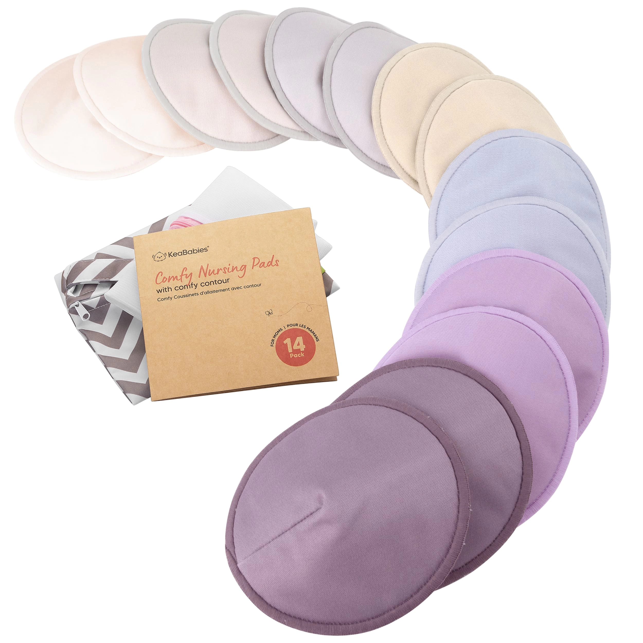KeaBabies 14-Pack Comfy Nursing Pads (Violet)