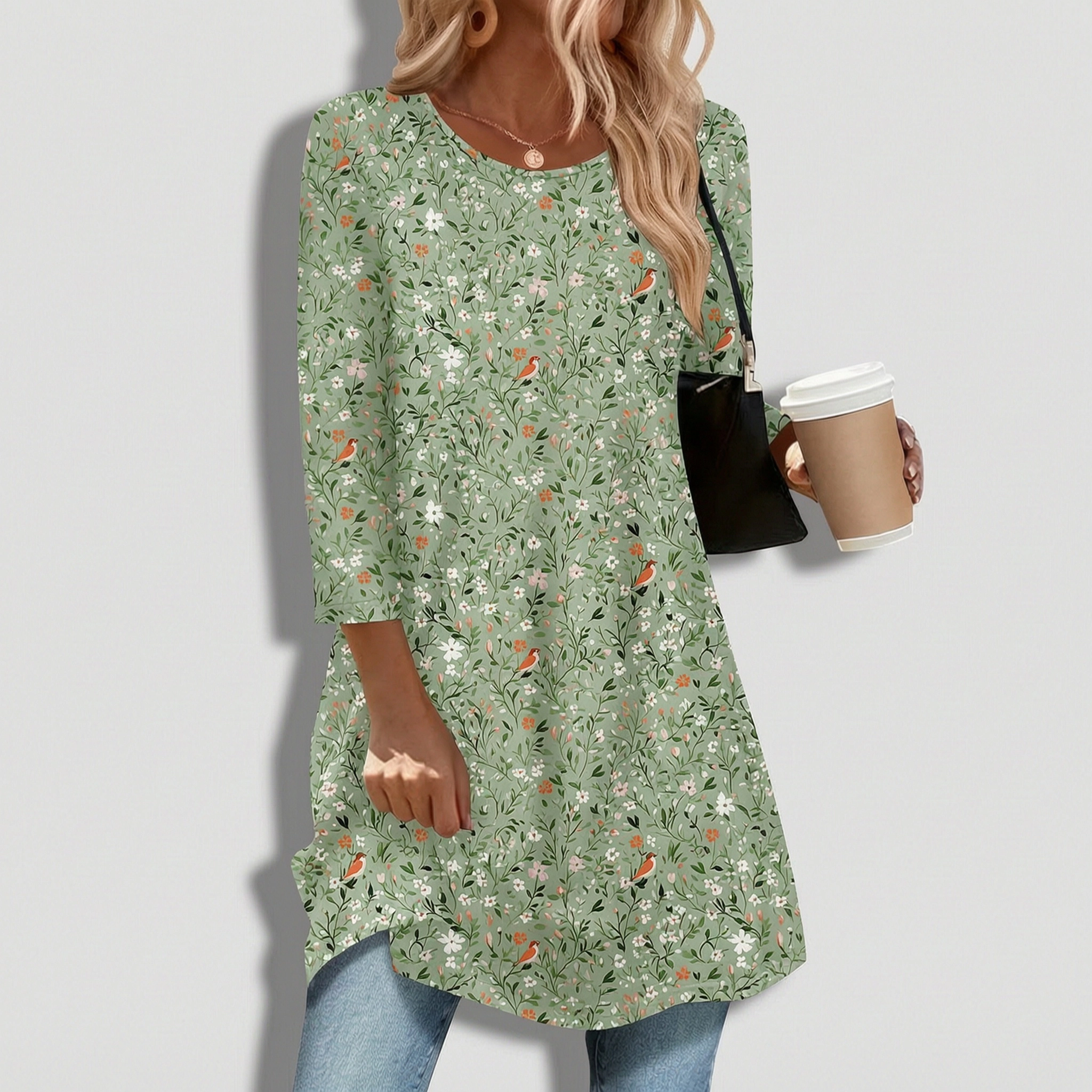 Zeagoo Women's 3/4 Sleeve Loose Fit Tunic