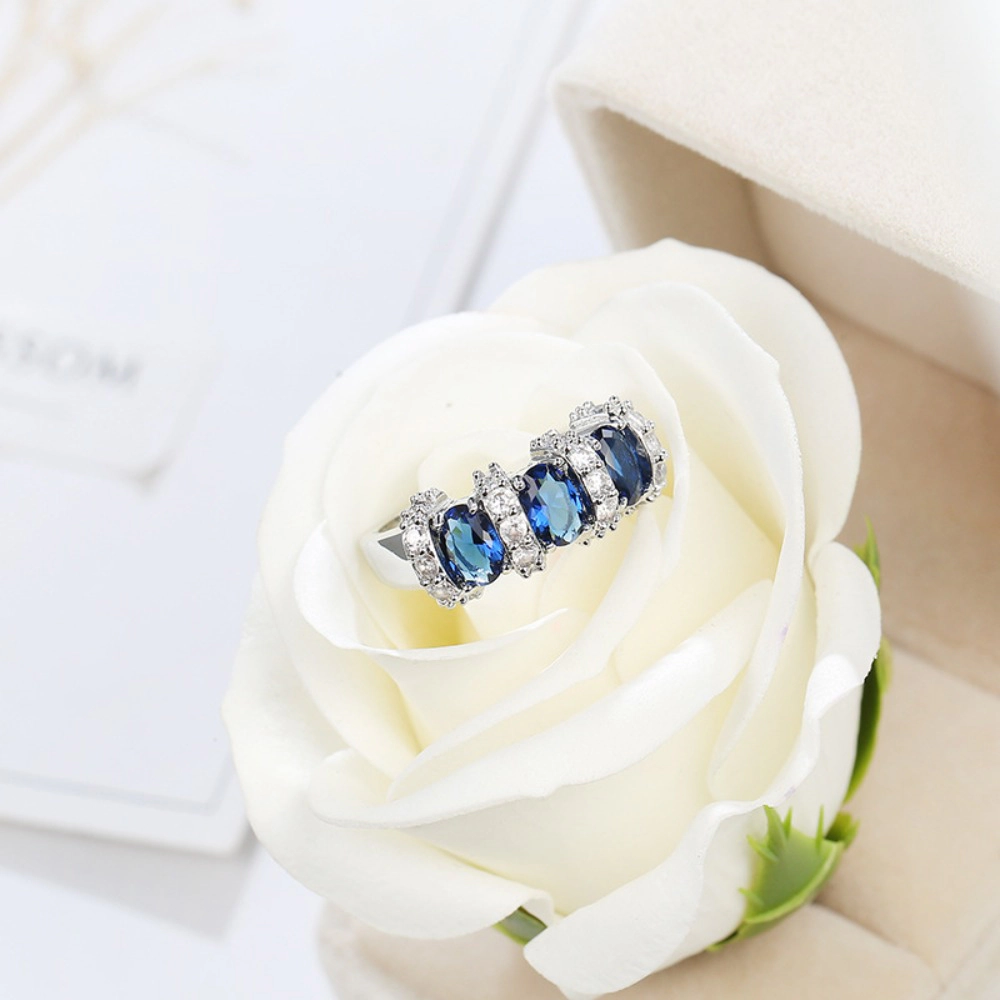 Women's Multi Color Oval Cubic Zirconia Cluster Ring
