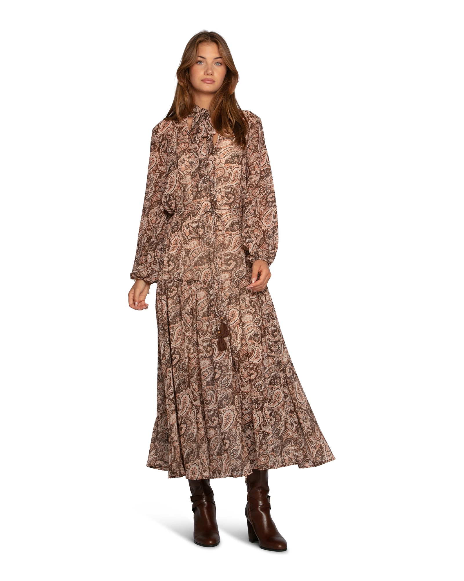 Belle & Bloom Waterfall Printed Maxi Dress