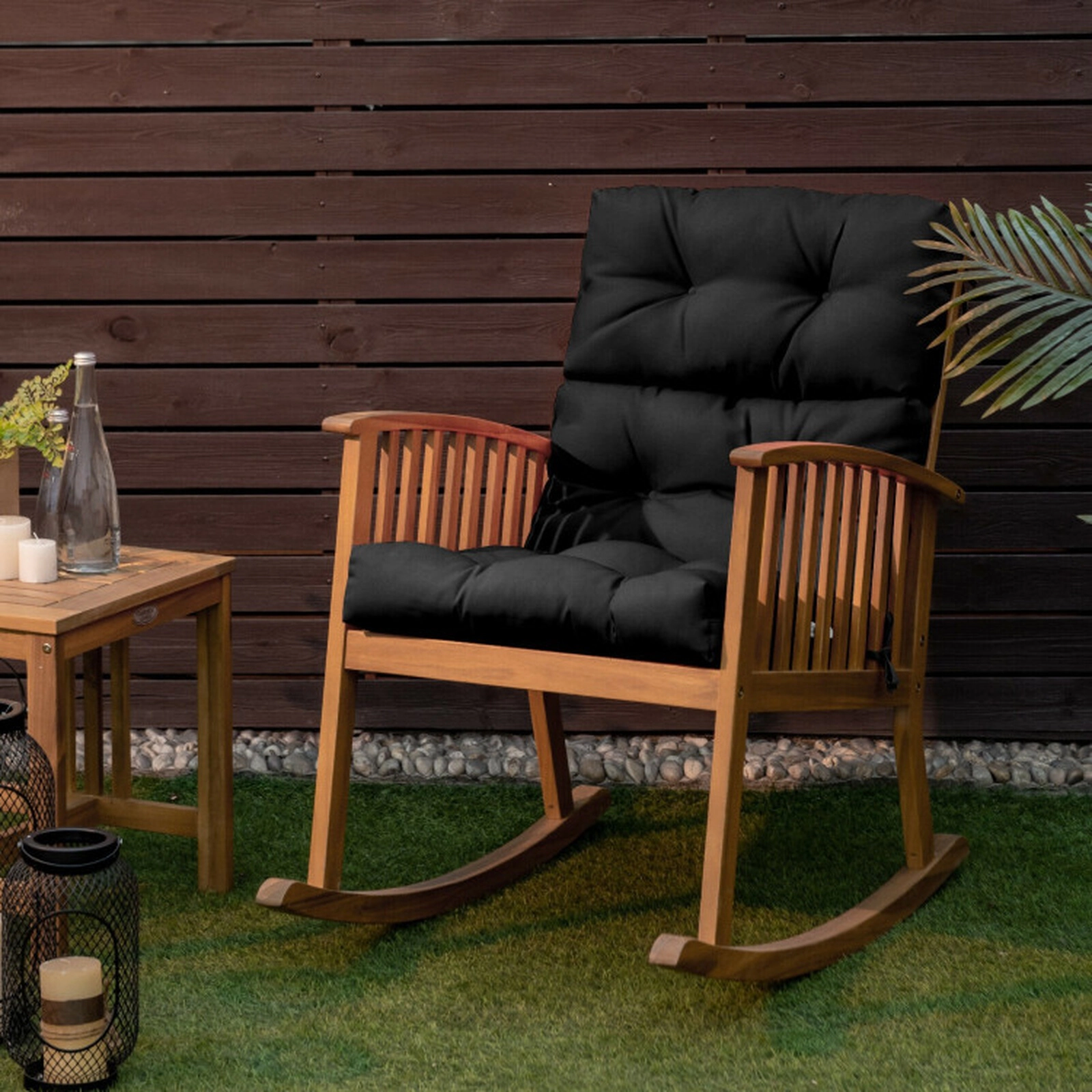 SUGIFT 45.5-in x 22-in Tufted High Back Outdoor Patio Chair Cushion with 3-Fold Design and String Ties