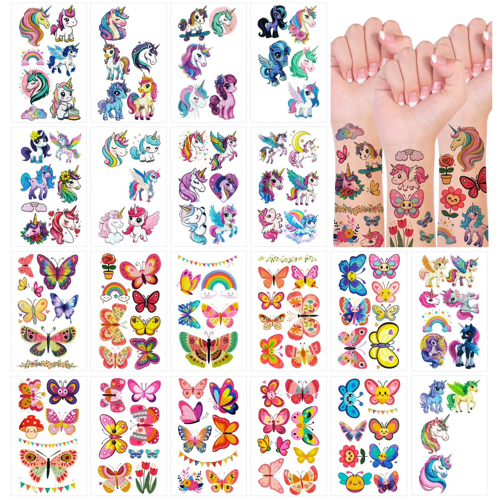 Wrapables Waterproof Glitter Temporary Tattoos, Birthday Party Favors and Supplies