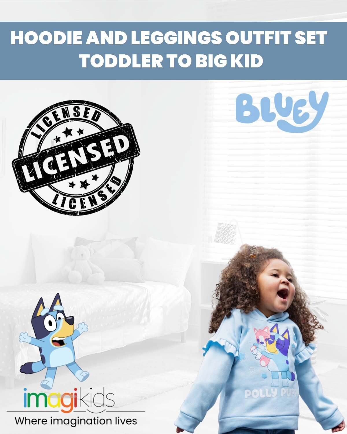 Bluey Girls' 2-Piece Hoodie and Leggings Set