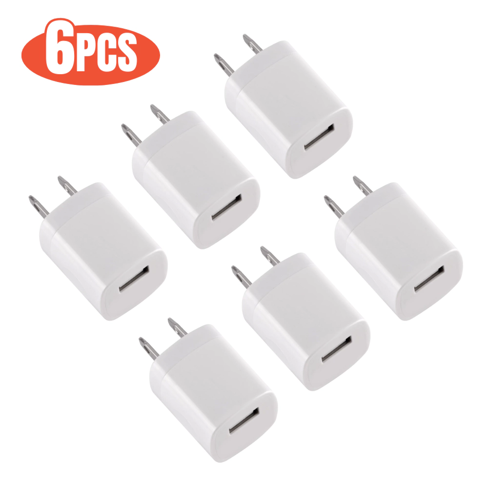 Qixxronics 6pcs Universal USB Wall Charger Power Adapter for Phone 7 / 8 / X / Xs / Xs Max / 11 / 11 Pro Max, Galaxy, LG