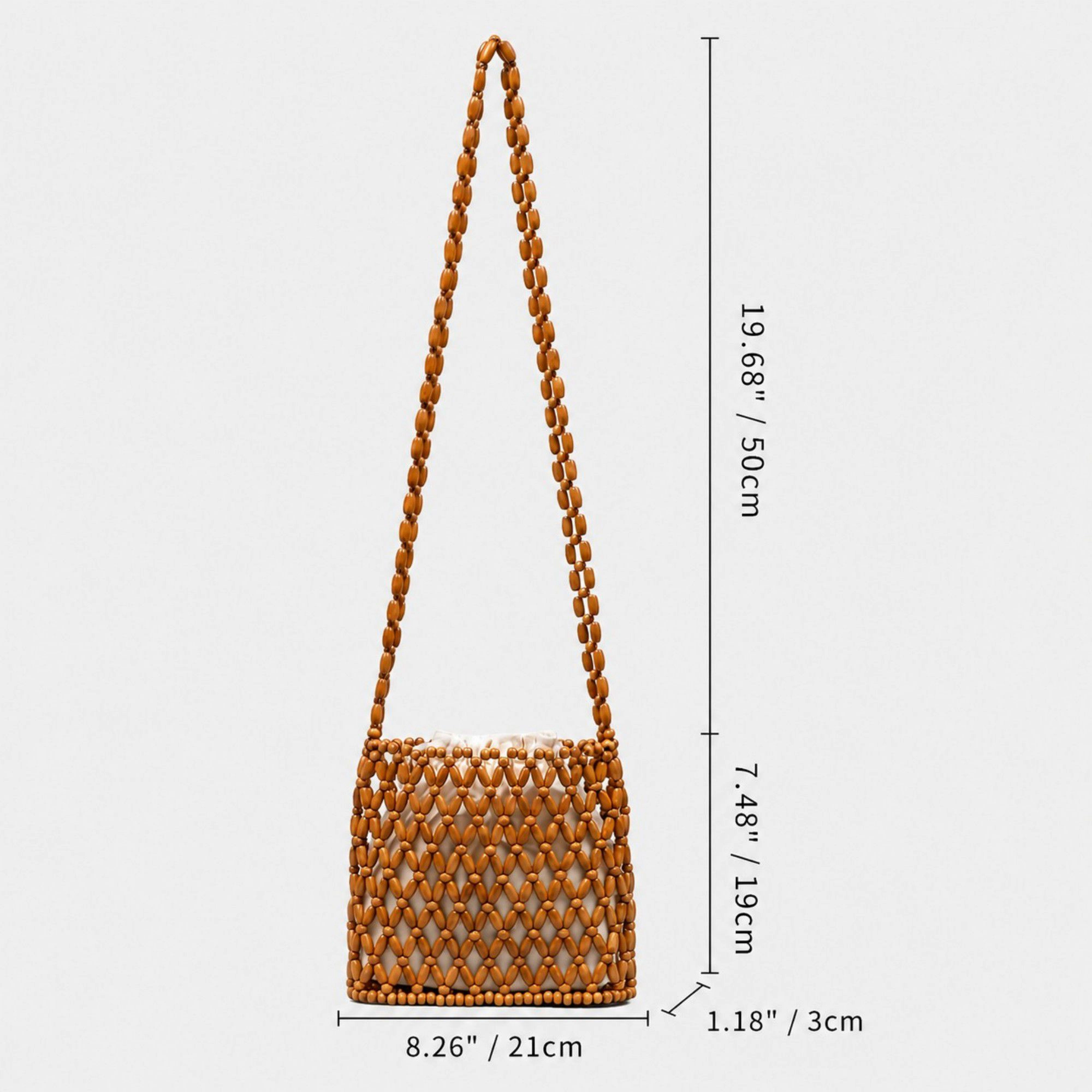 Alilang Women's Hand-Crafted Wooden Beaded Crossbody Bag for Women - Lightweight Geometric Pattern Purse