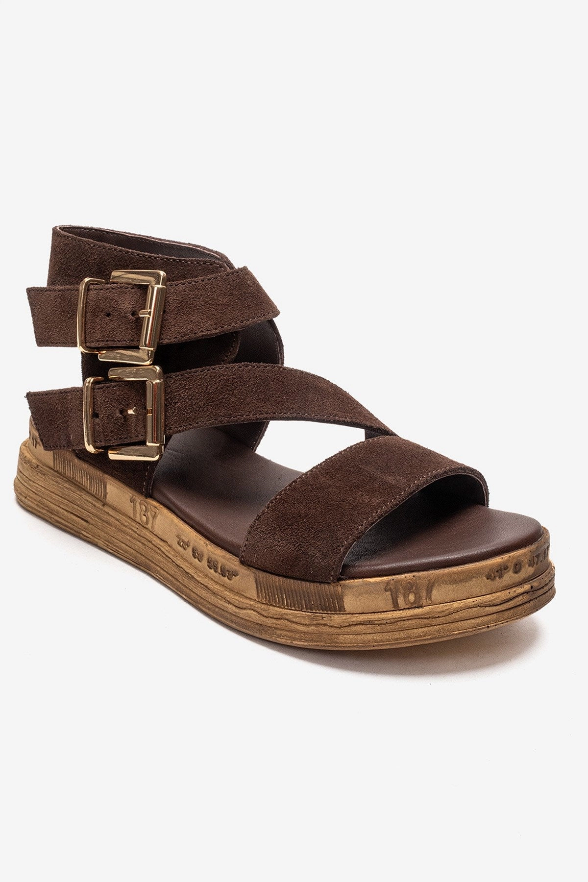 Forever & Always Womens Lorentis Leather Double Buckle Sandals
