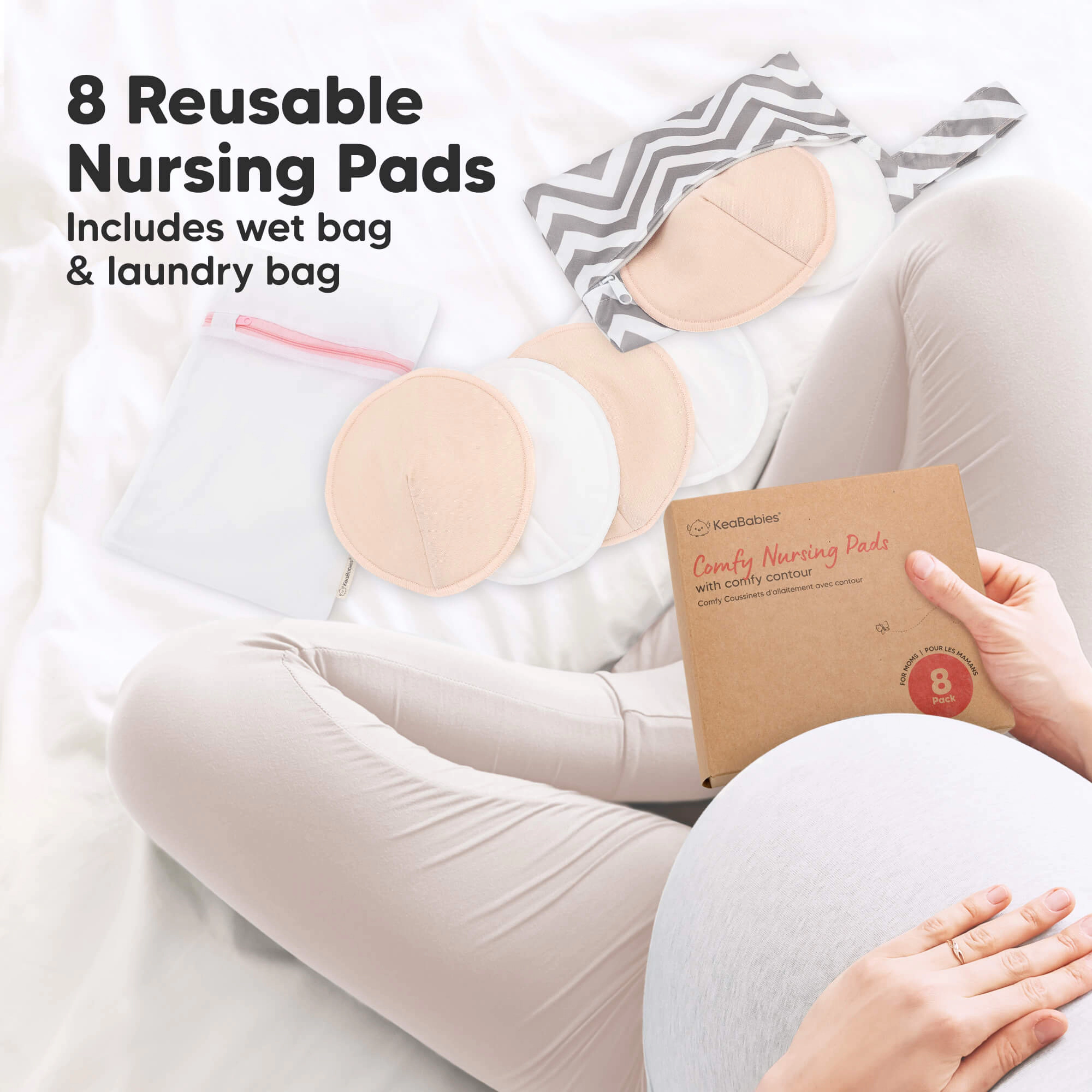 KeaBabies 8-Pack Comfy Nursing Pads, Postpartum Breastfeeding Pads