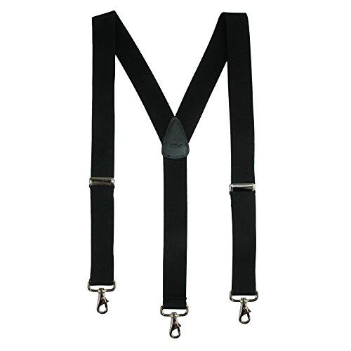CTM Men's Elastic Solid Color Suspender with Metal Swivel Hook Clip End