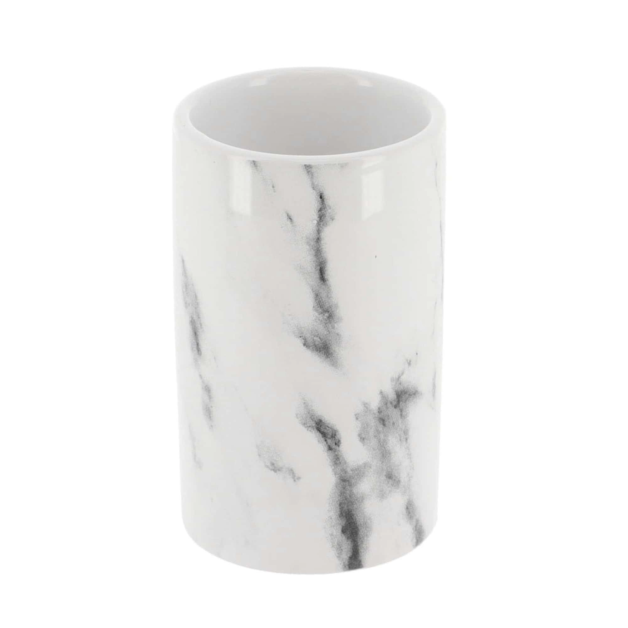 Evideco French Home Goods Marble-Effect Dolomite Ceramic Tumbler, 4 in