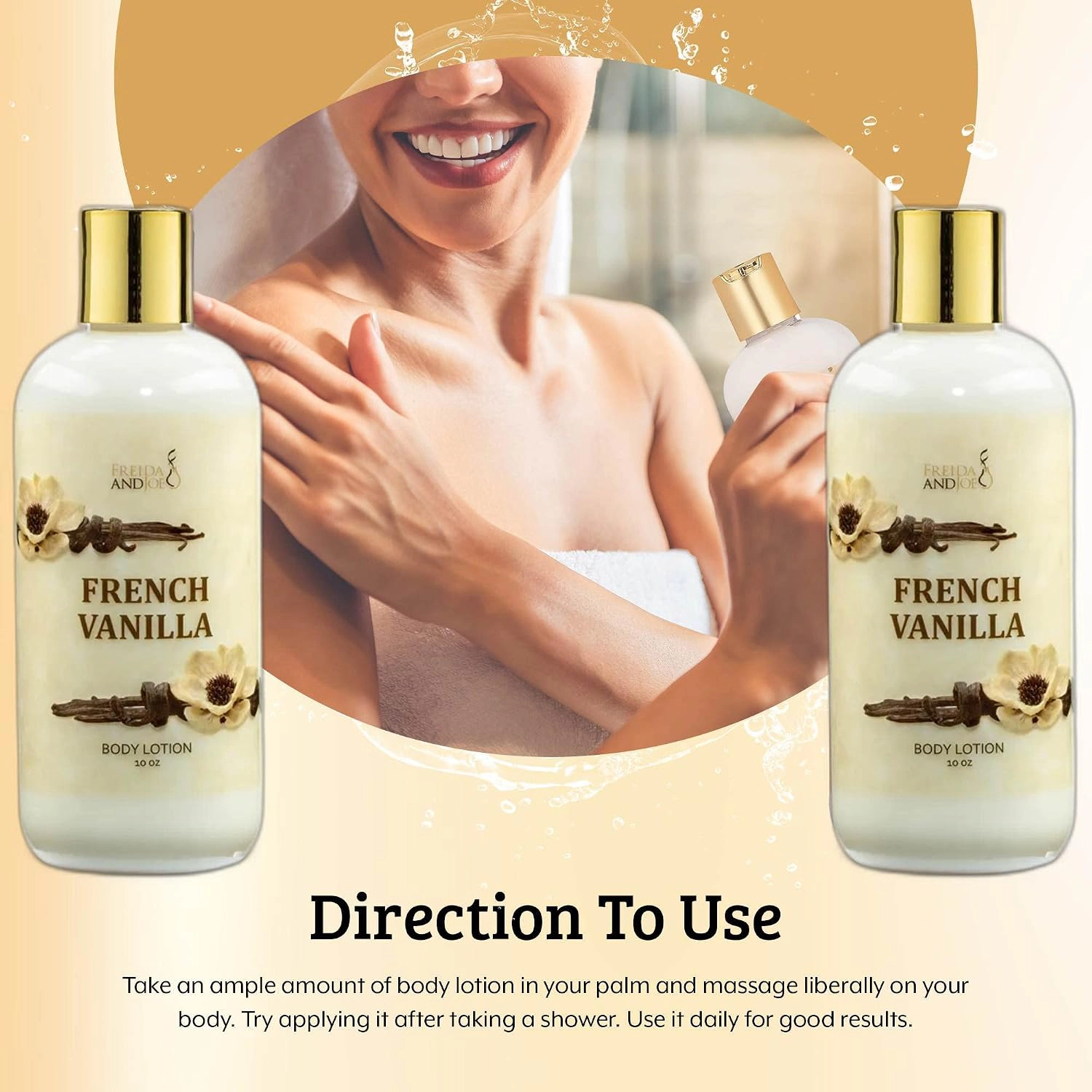 Freida and Joe Women French Vanilla Fragrance Body Lotion in 10oz Bottle