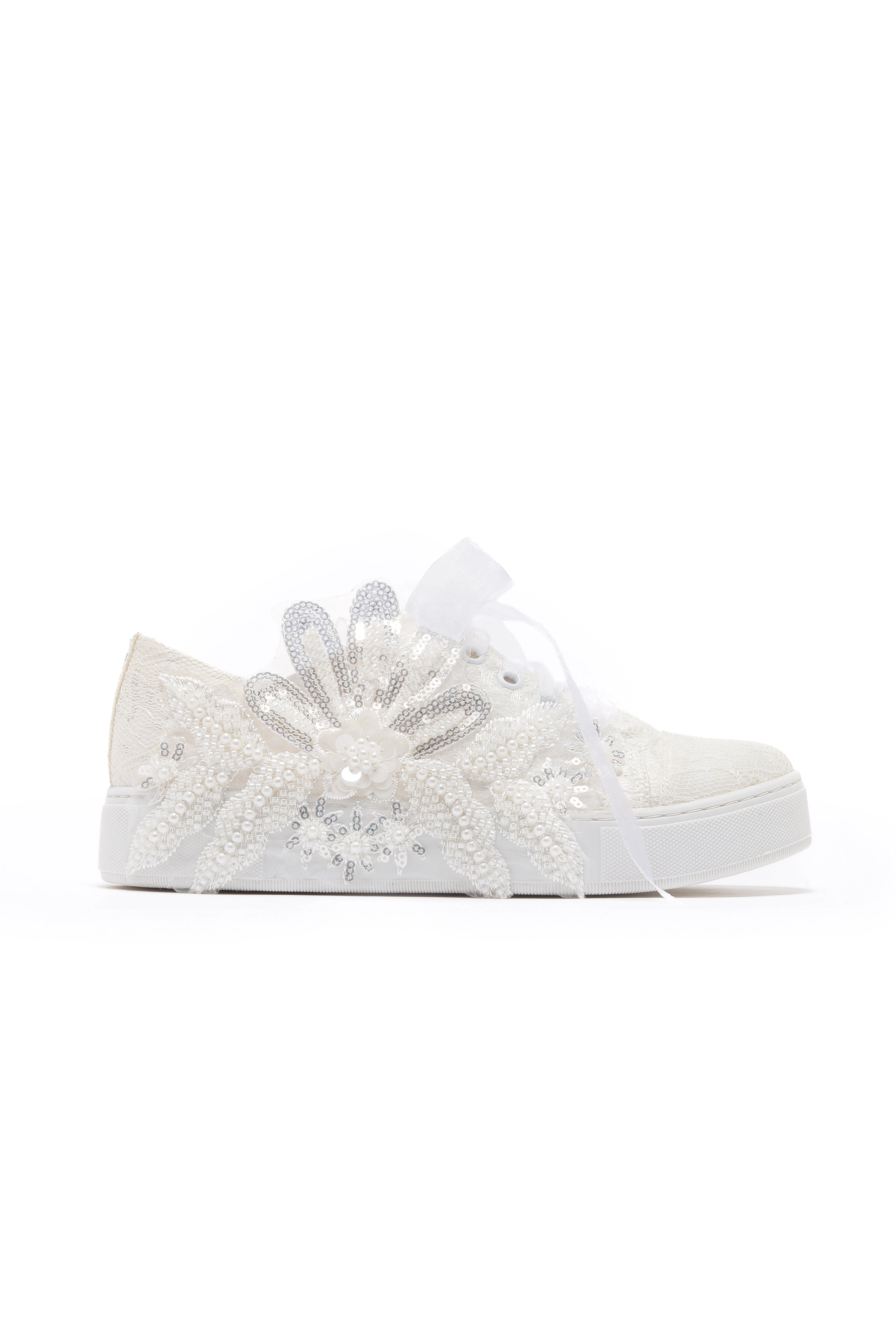Forever & Always Womens Lora Bridal Lace Sneaker