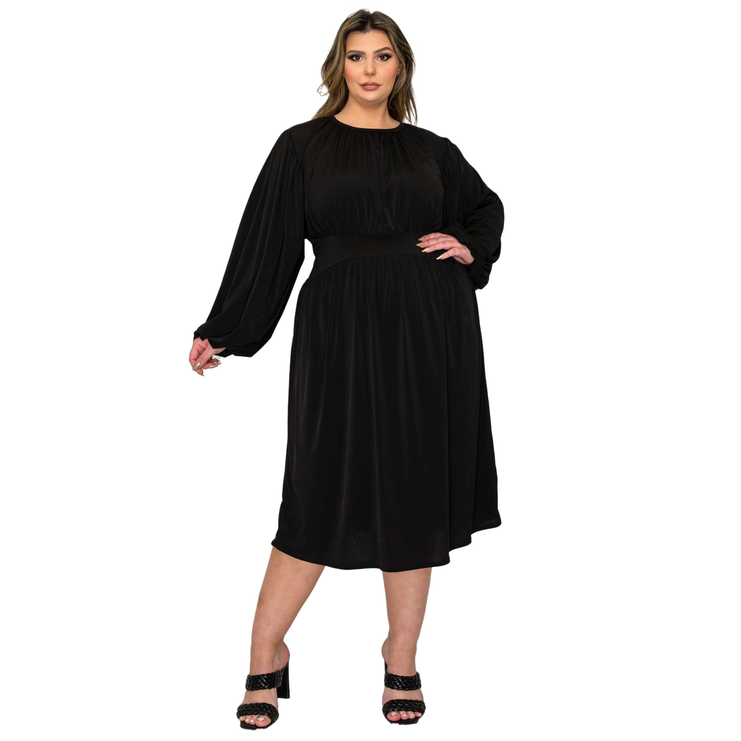 L I V D Women's Plus Audrey Ruched Midi Dress