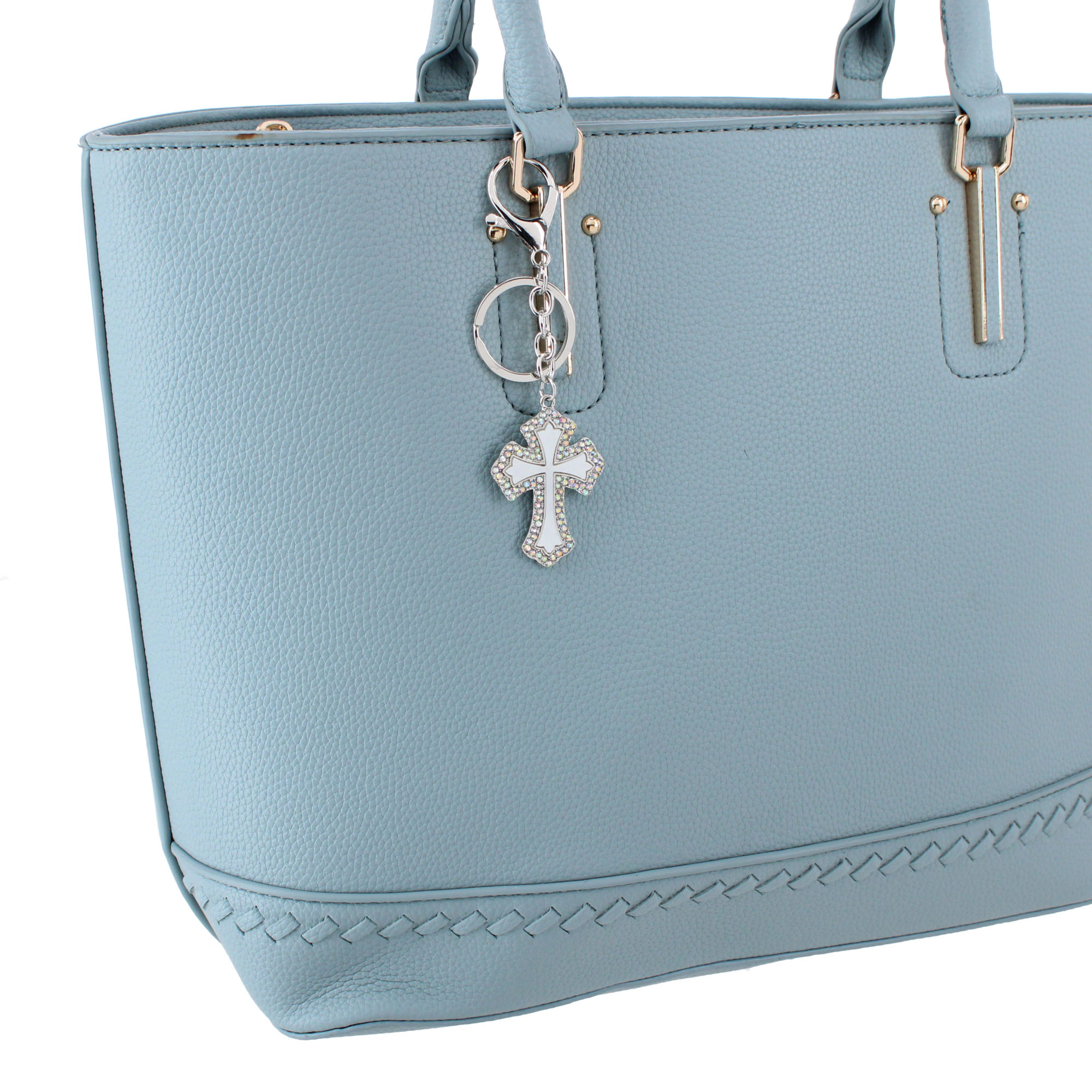 CTM® Women's Rhinestone Embellished Cross Bag Charm & Key Chain