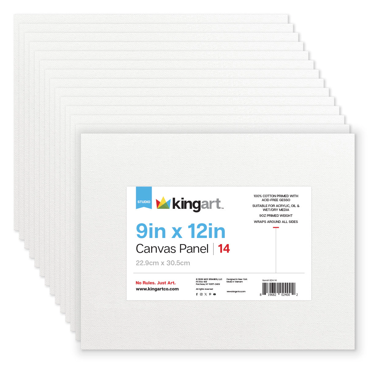 KINGART Canvas Panels 9" x 12" - 14 Pack