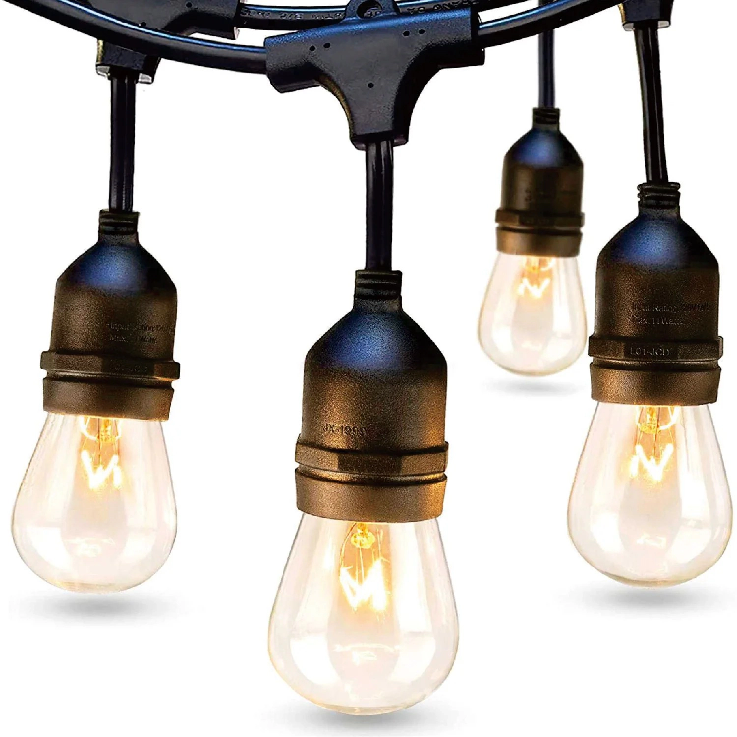Sonicgrace 48FT Patio String Lights 15 LED Bulbs IP65 Waterproof