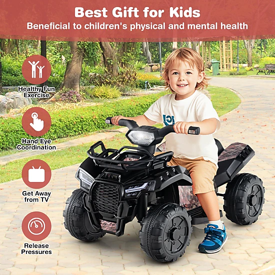 LJG 6V Kids ATV Quad Electric Ride on Car with LED Light and MP3