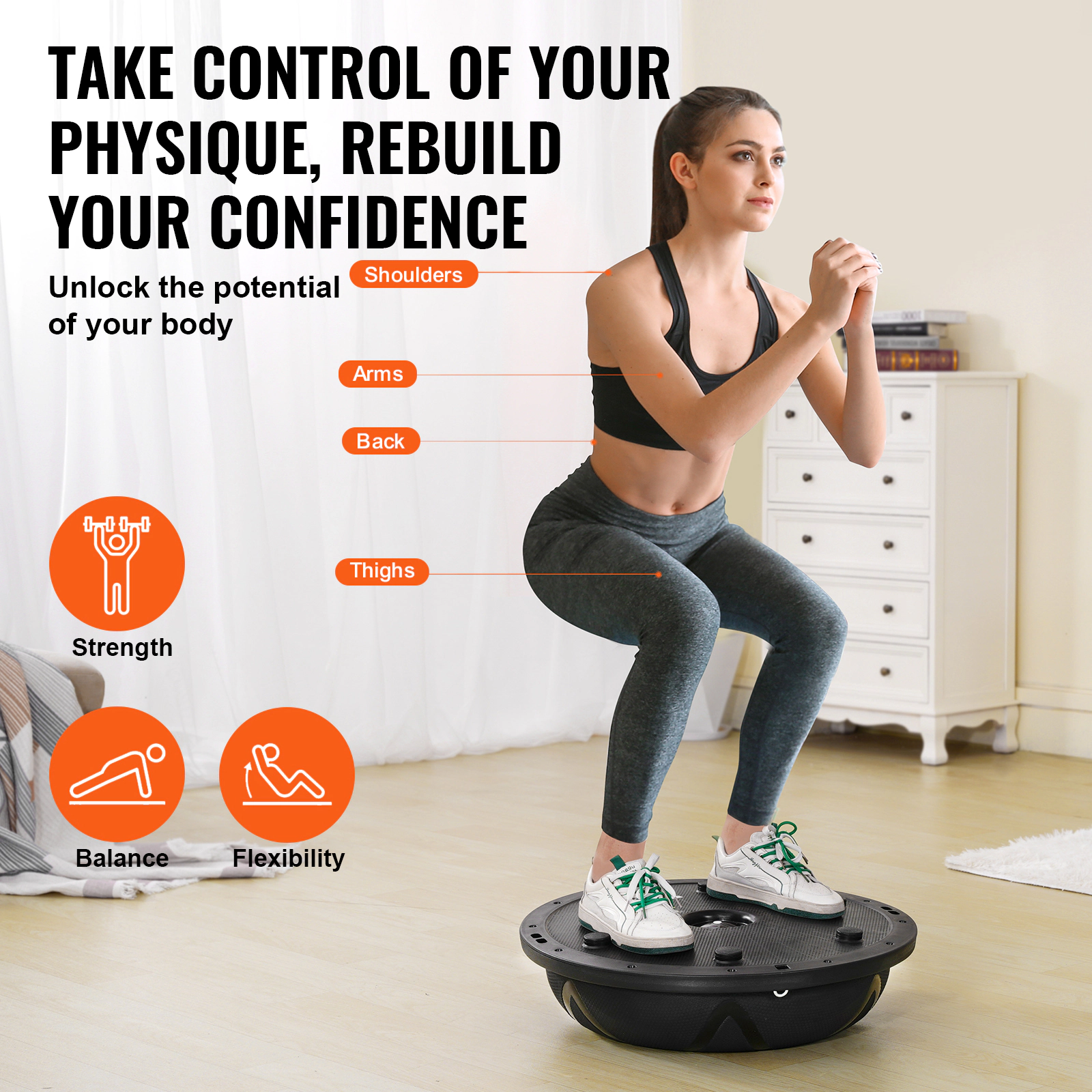 HONGGE Half Exercise Ball Trainer 23 inch Balance 660 lbs Capacity Stability Yoga with