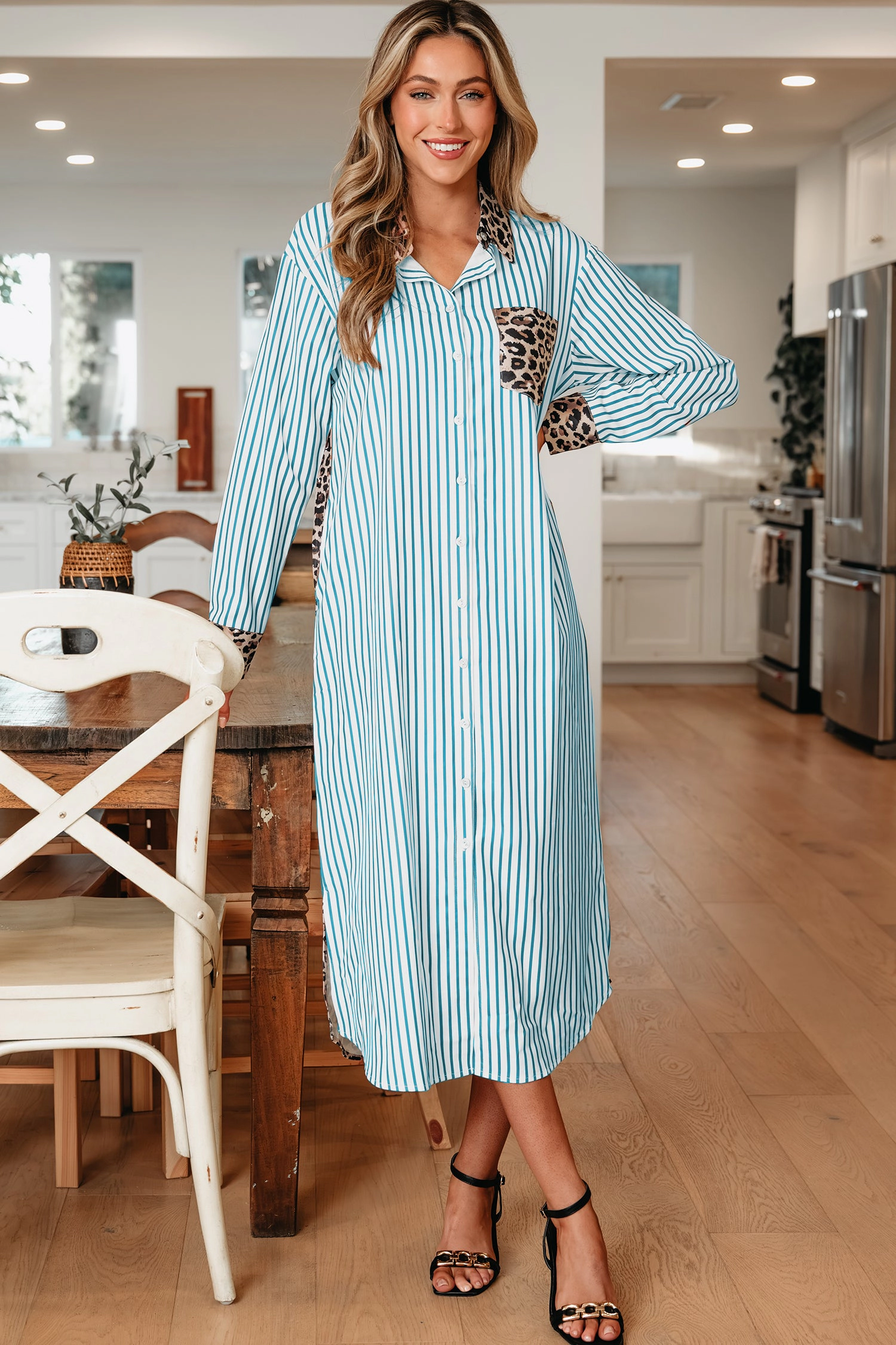 Threaded Pear Women's Savannah Contrast Patchwork Long Shirt