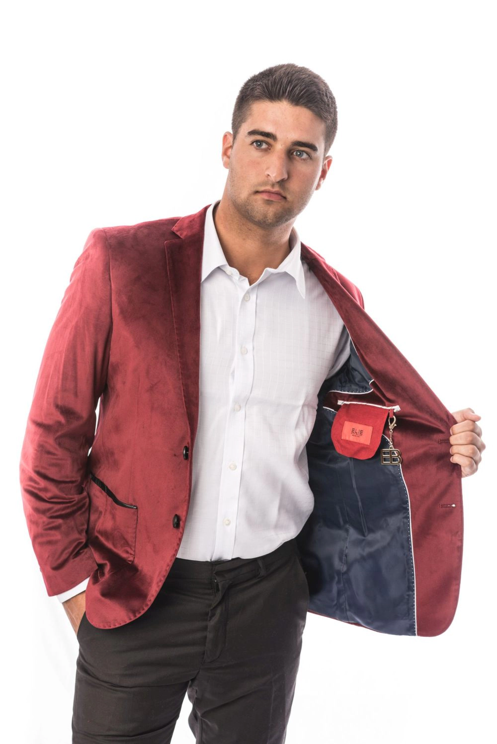 Elie Balleh Men's Slim Fit Velvet Sportcoat