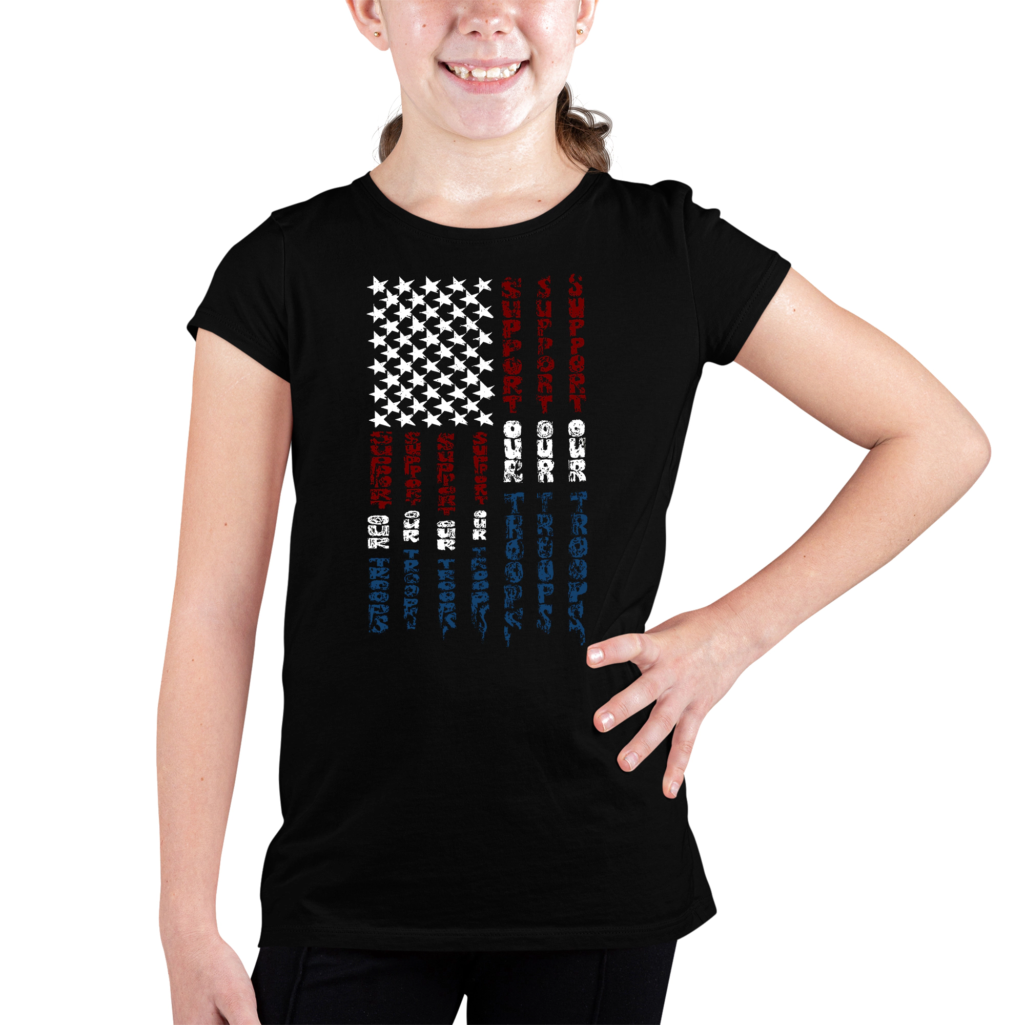 LA Pop Art Girls Word T-Shirt - Support our Troops