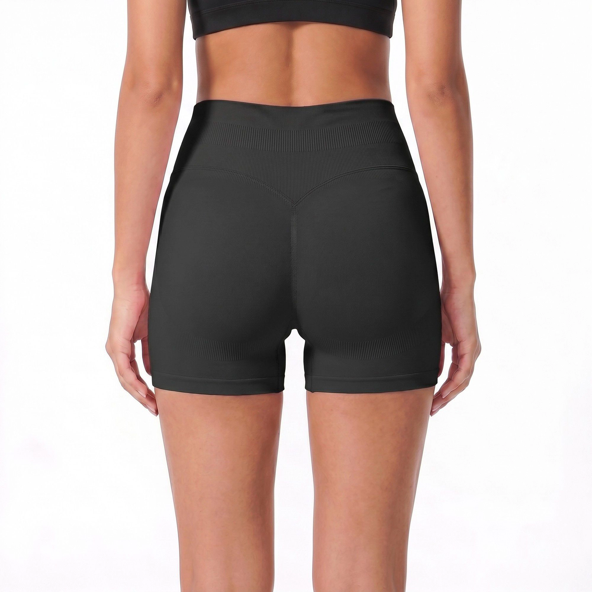 Anna-Kaci Women's High Waist Seamless Workout Shorts Ribbed Waistband Yoga Biker
