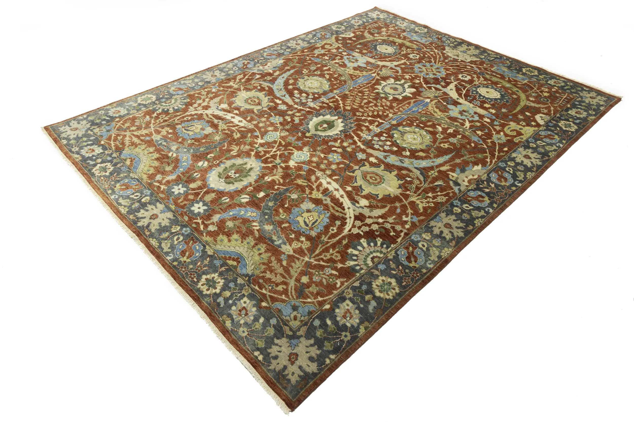 Magic Rugs Rust Orange Floral 9X12 Chobi Peshawar Oriental Rug