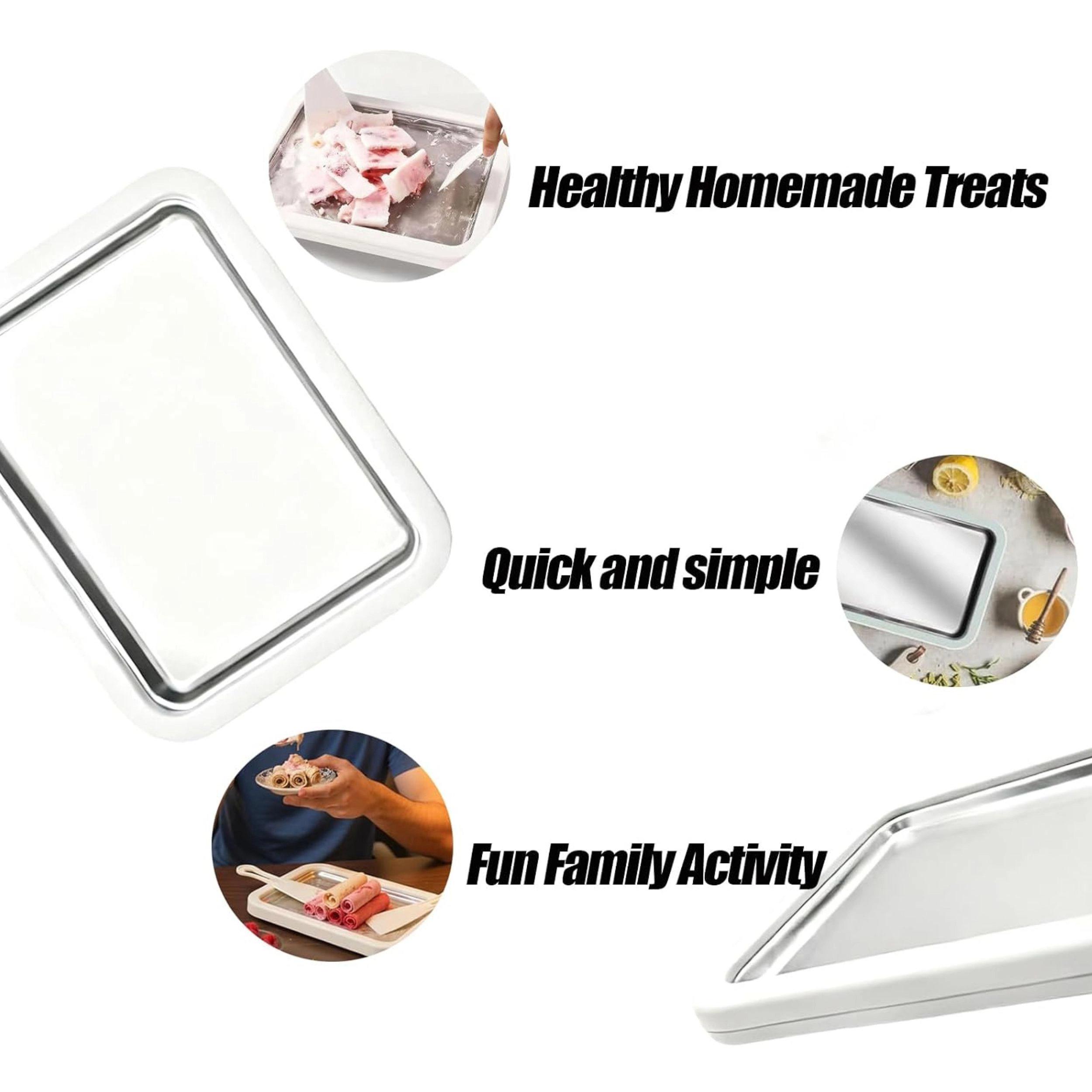 Stock Preferred Rolled Ice Cream Maker with Instant Freeze Tray and 2 Scrapers