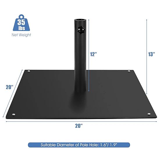 Hivvago 20 Inches Patio Umbrella Base With 4 Adjustable Footpads