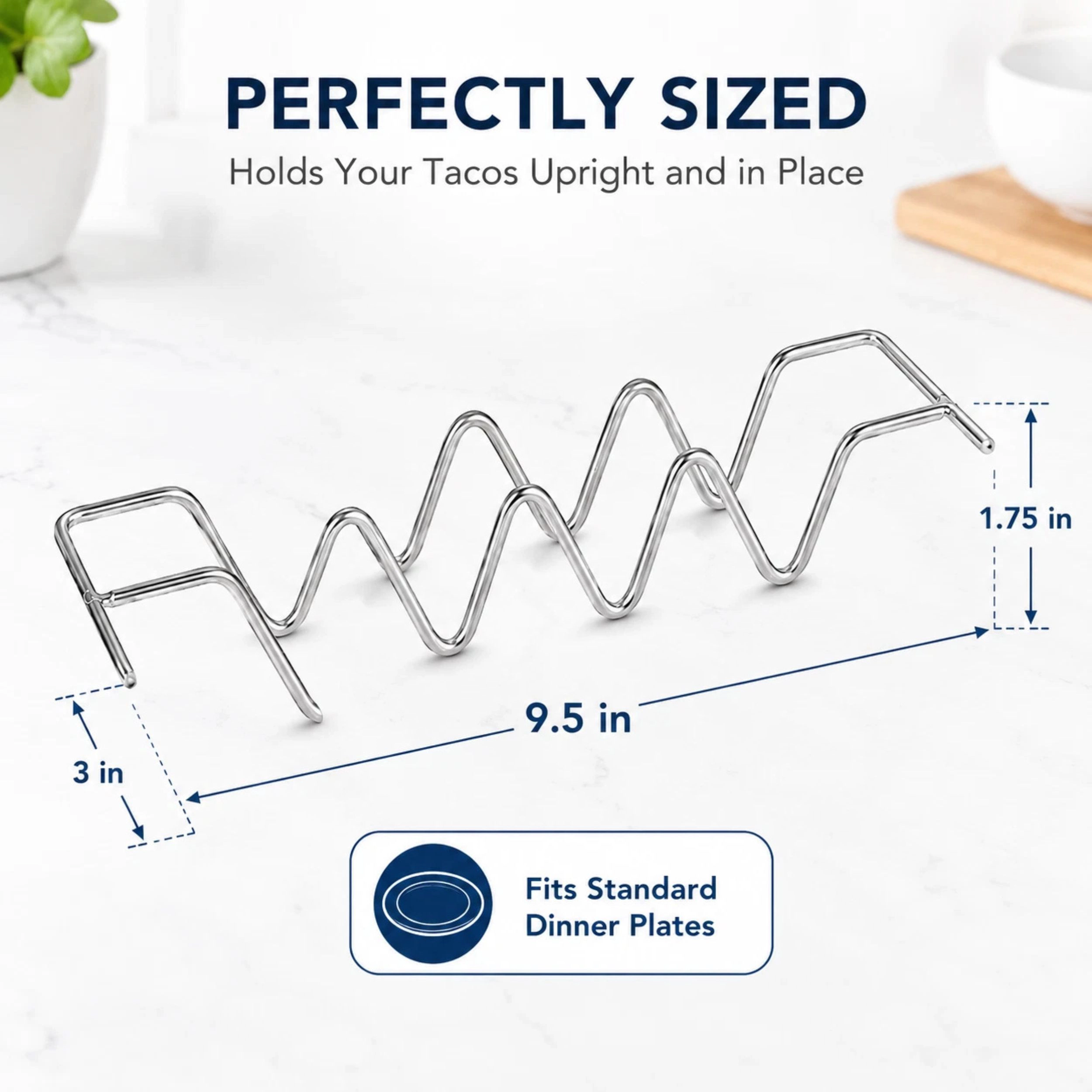 Home Collection Stainless Steel Taco Holder Stands Oven Safe Taco Rack Set Pack of 3