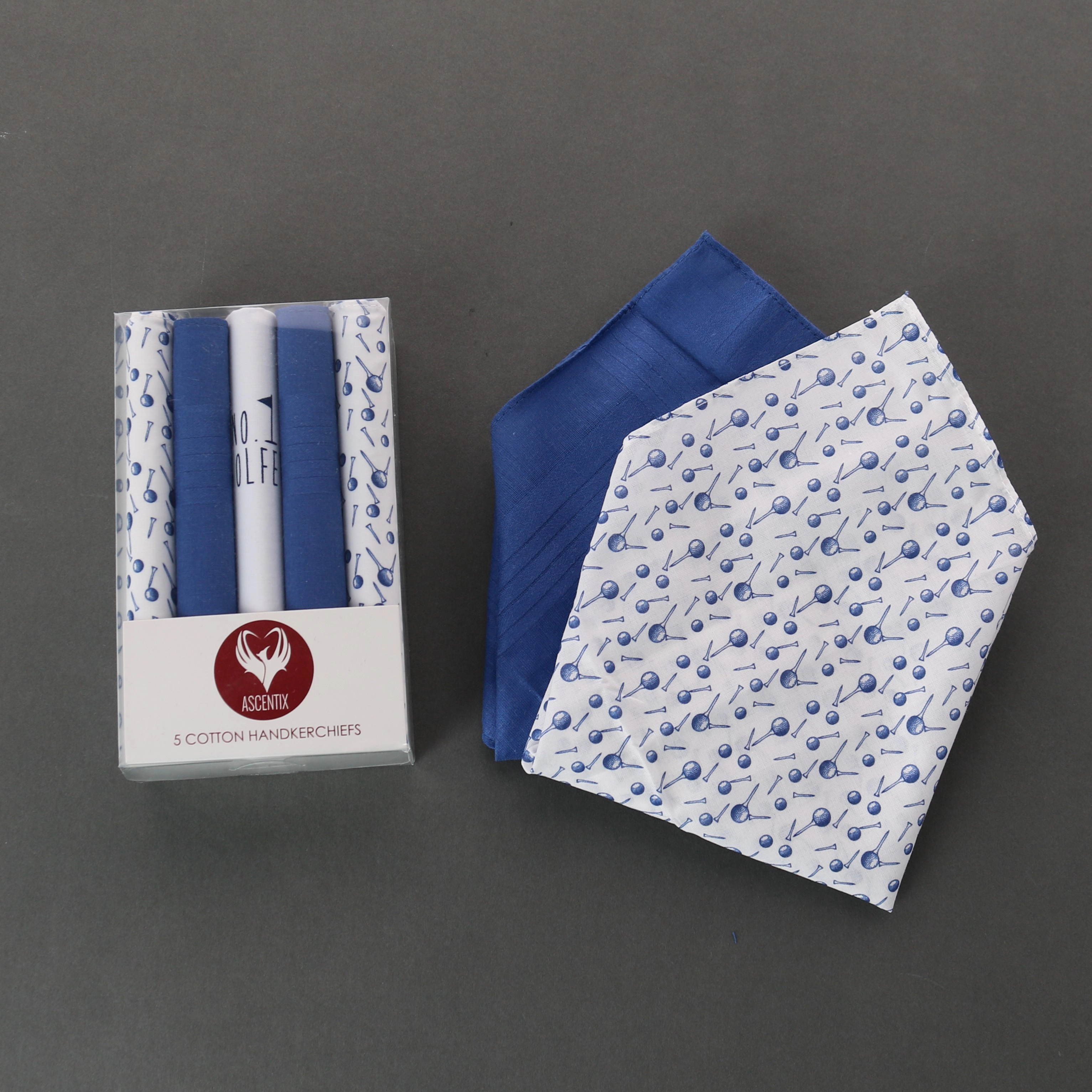 Ascentix Men's 5 Pack Cotton Golf Theme Novelty Hankies