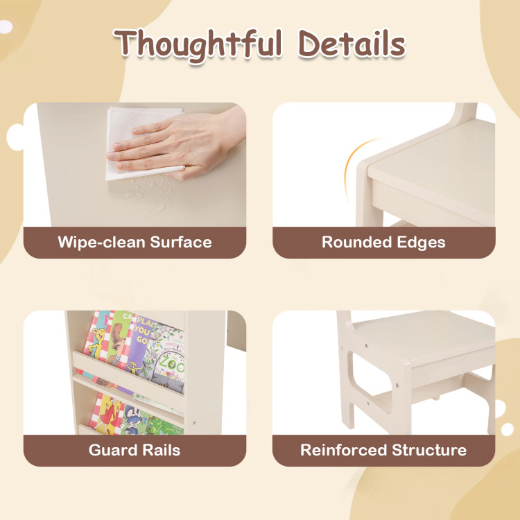 Hivvago Kids Art Table And Chair Set With Detachable Paper Roll Holder Cabinet