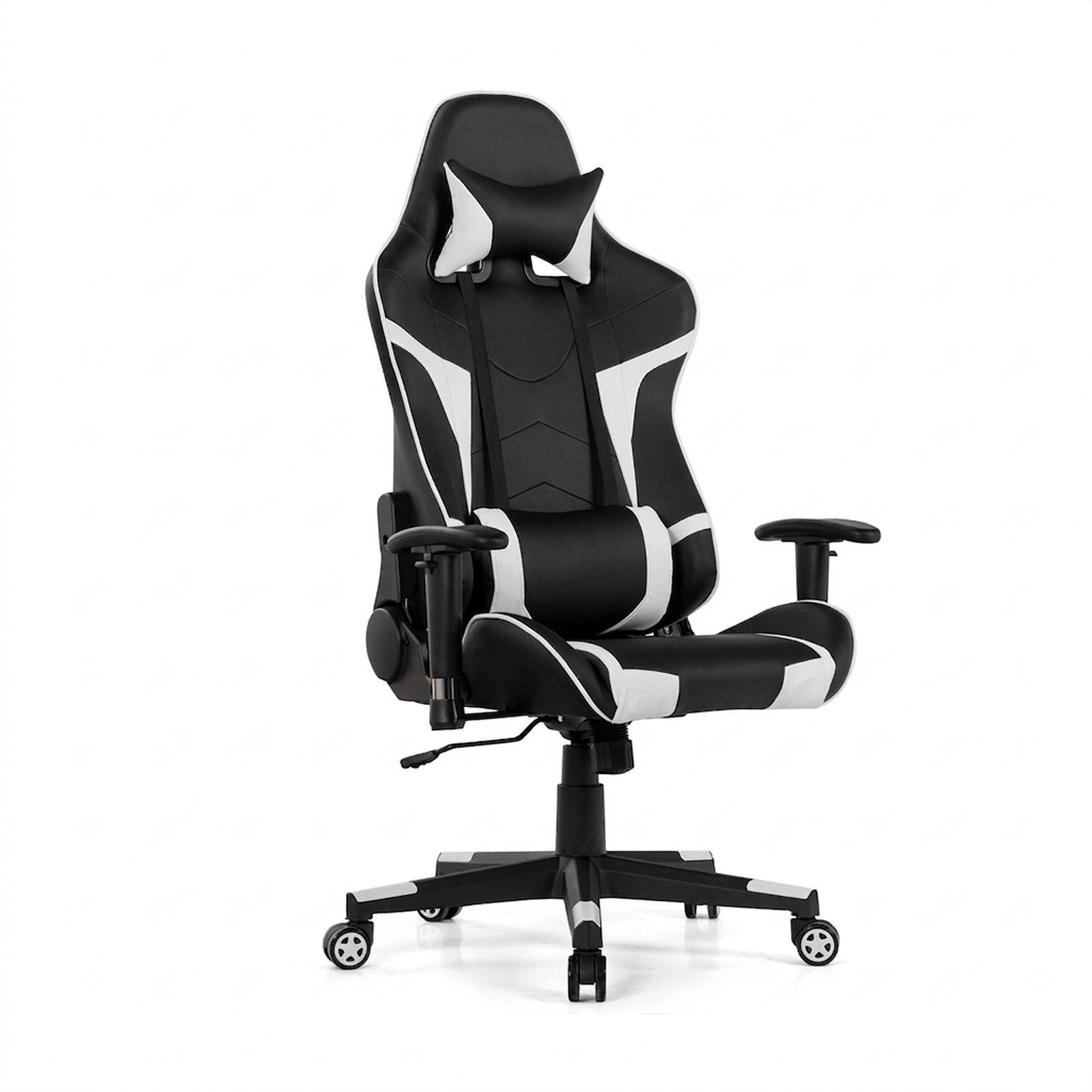 SUGIFT Reclining Swivel Massage Gaming Chair Lumbar Support 330-Lb Capacity 29-in Wide Seat Adjustable Backrest White