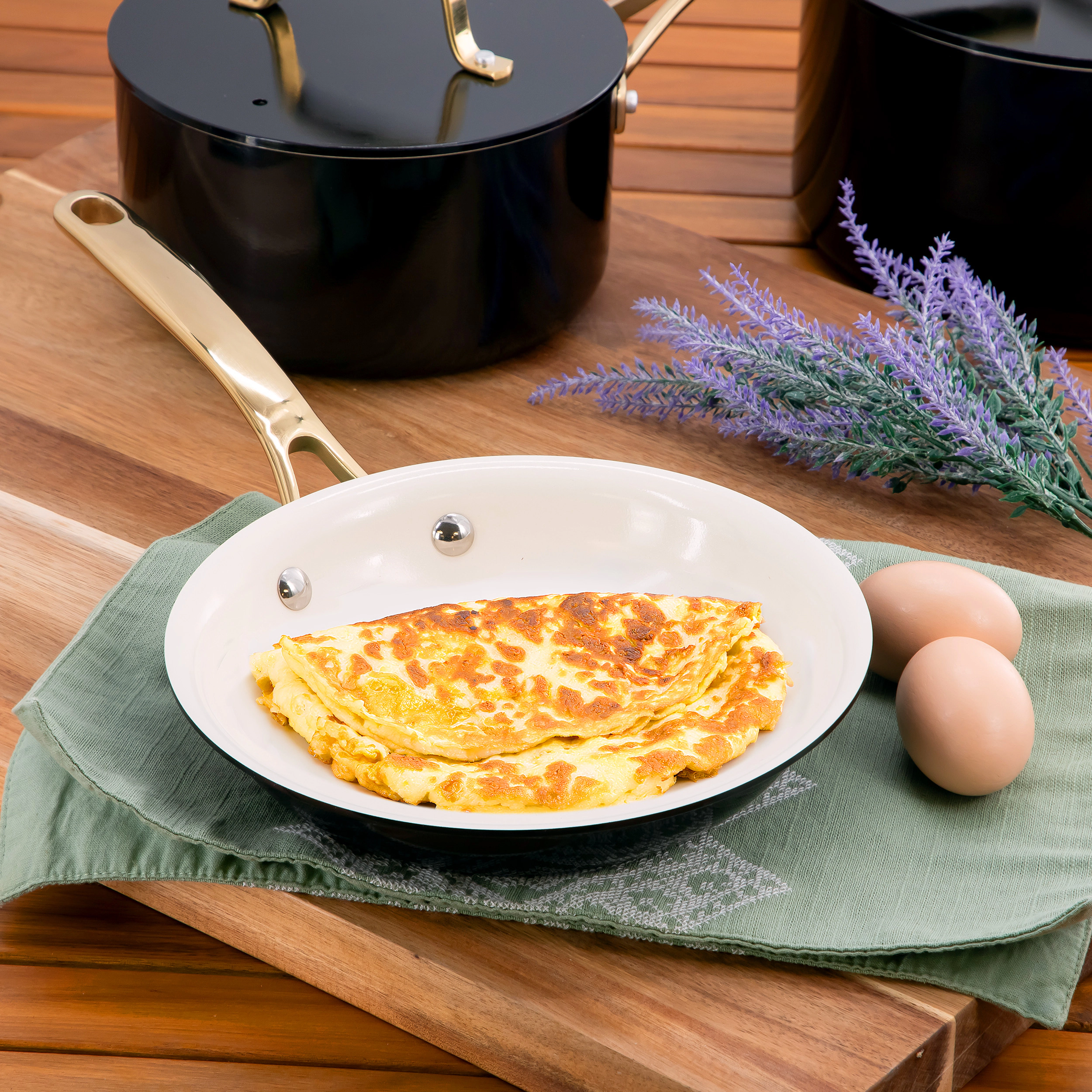 Martha Stewart Galway 10 Piece Ceramic Nonstick Enameled Aluminum Cookware Set in Black