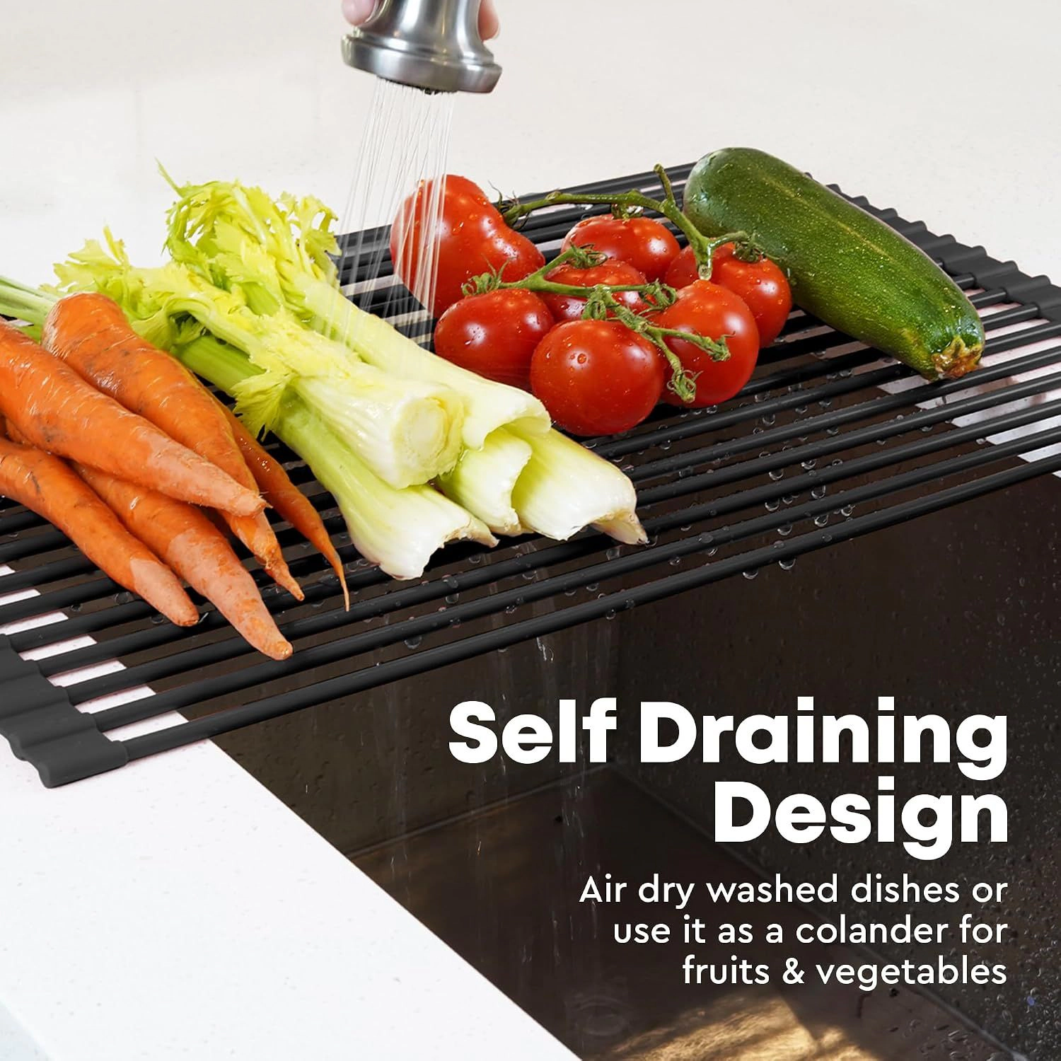 Zulay Kitchen Large Roll Up Dish Drying Rack & Trivet (20.5 inches x 13 inches)