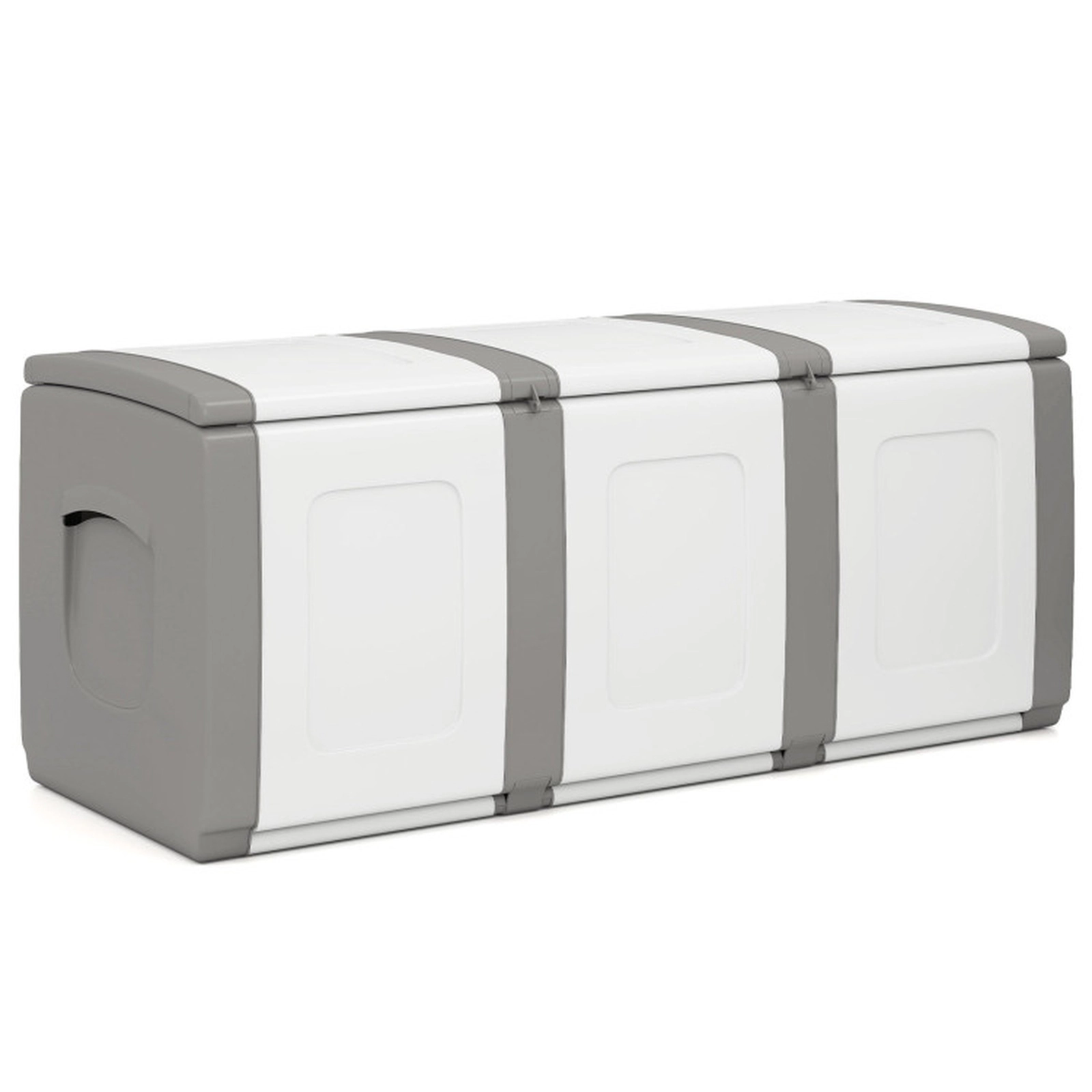 SUGIFT 80-Gallon Lockable Lid All-Weather PP Patio Container Storage Box 55-in x 21.5-in x 22.5-in 90-lb Gray
