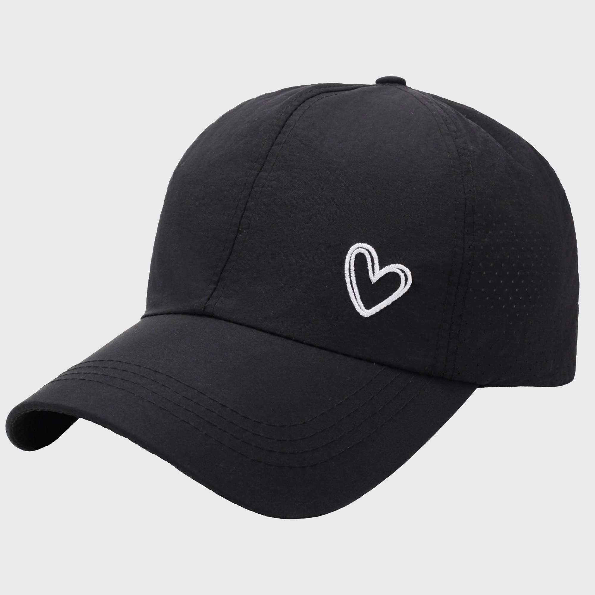 Anna-Kaci Women's Baseball Cap with Valentine Heart Embroidery - Breathable Criss Cross Back Hat