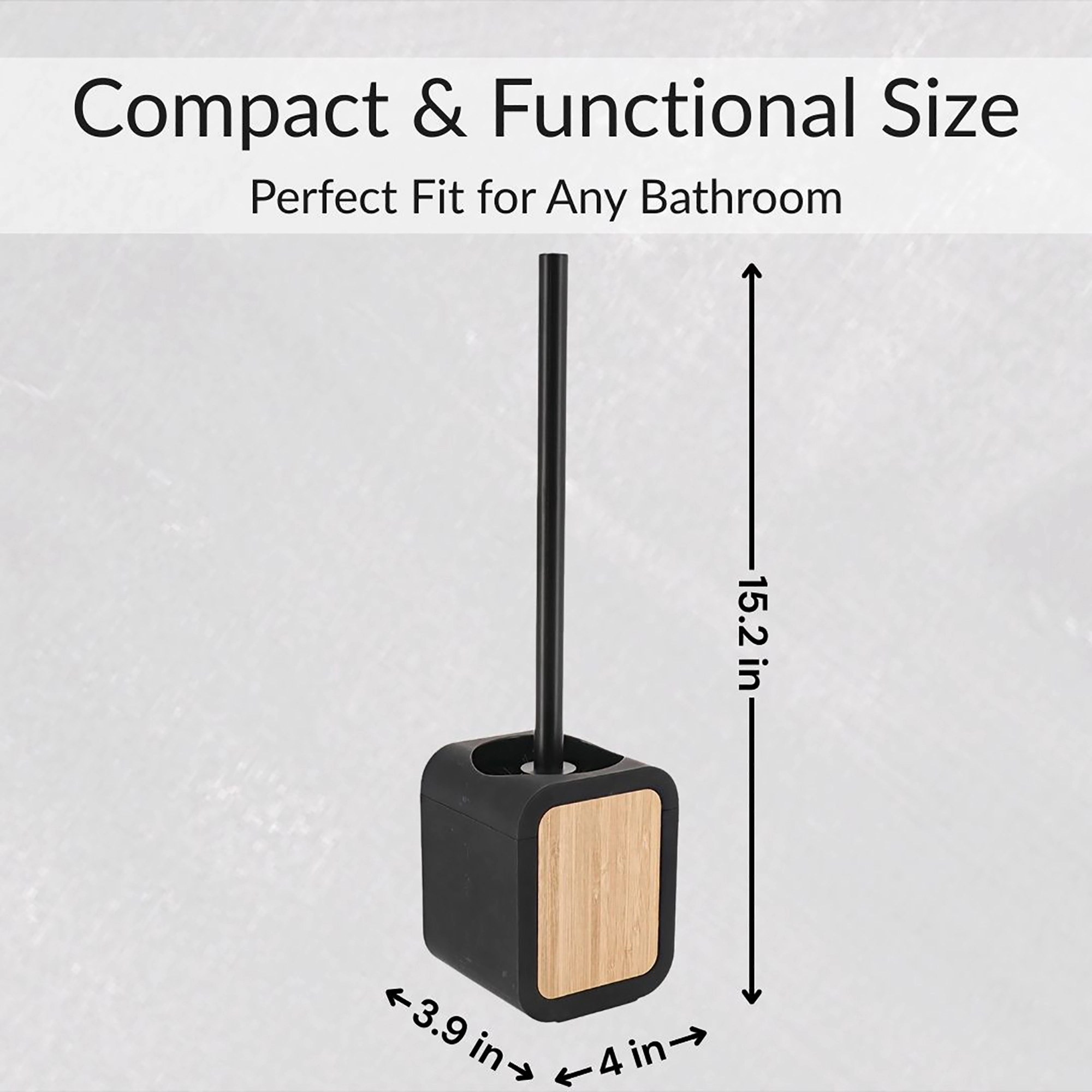 Evideco French Home Goods Urban Bathroom Brush and Holder Set - Rubber with Wood Inlay