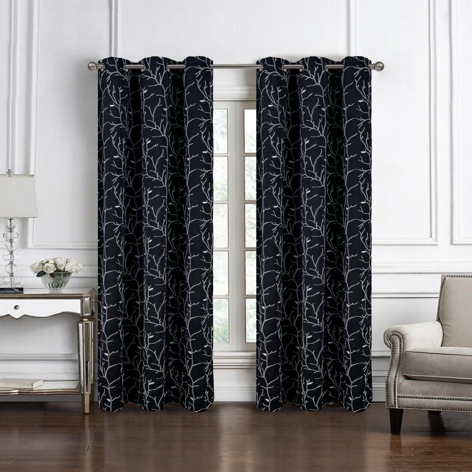 RT Designer Collection Luciana Embroidered Blackout Luxurious Decorative Grommet Curtain Panel 54" x 90