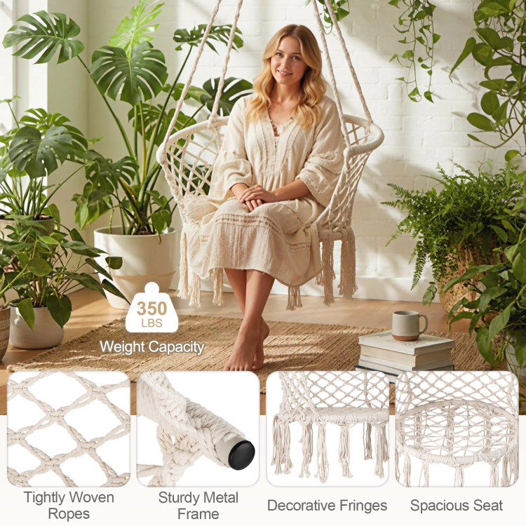 Hivvago Hammock Chair Macrame Swing Hanging Cotton Rope Chair