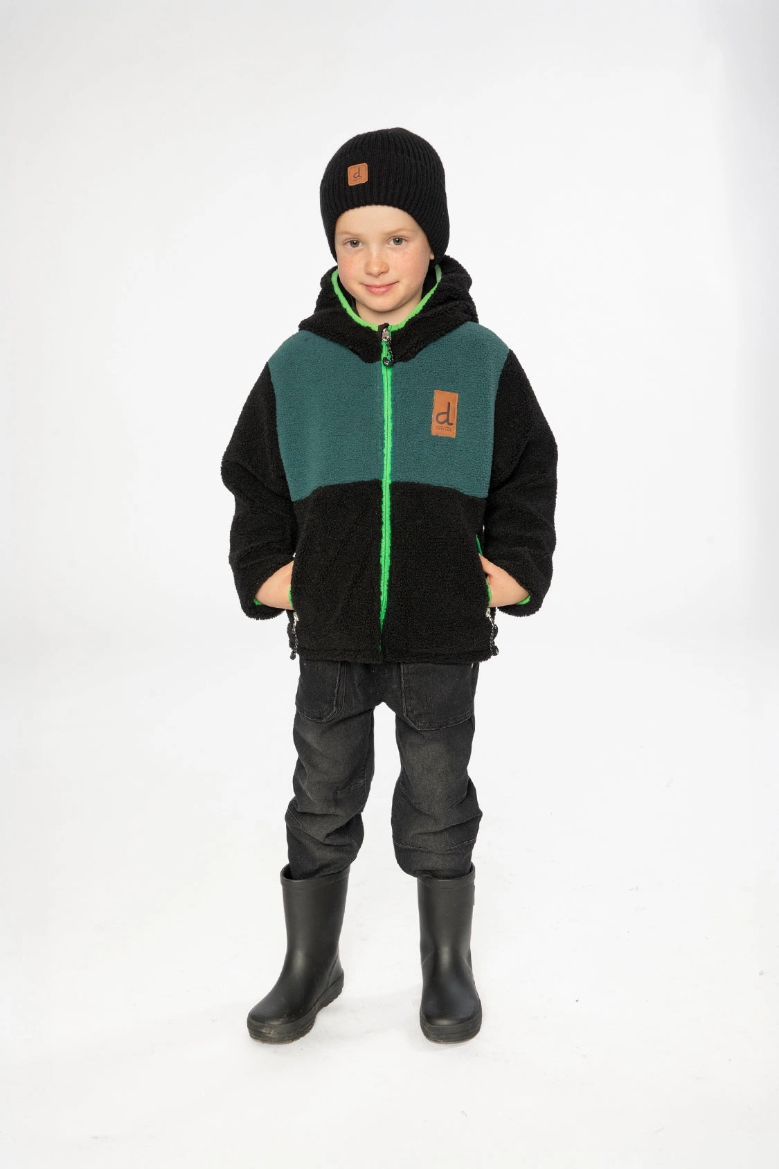 Deux par Boys Colorblock Sherpa and Water-Resistant Reversible Mid-Season Jacket