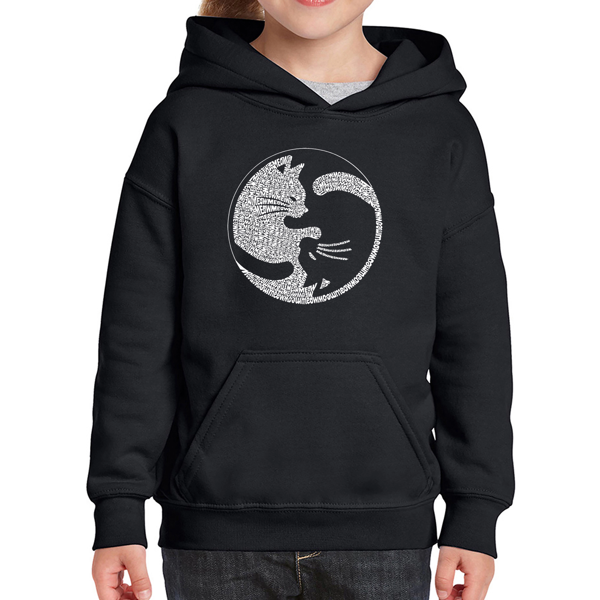 LA Pop Art Girls Word Hoodie - Yin Yang Cat