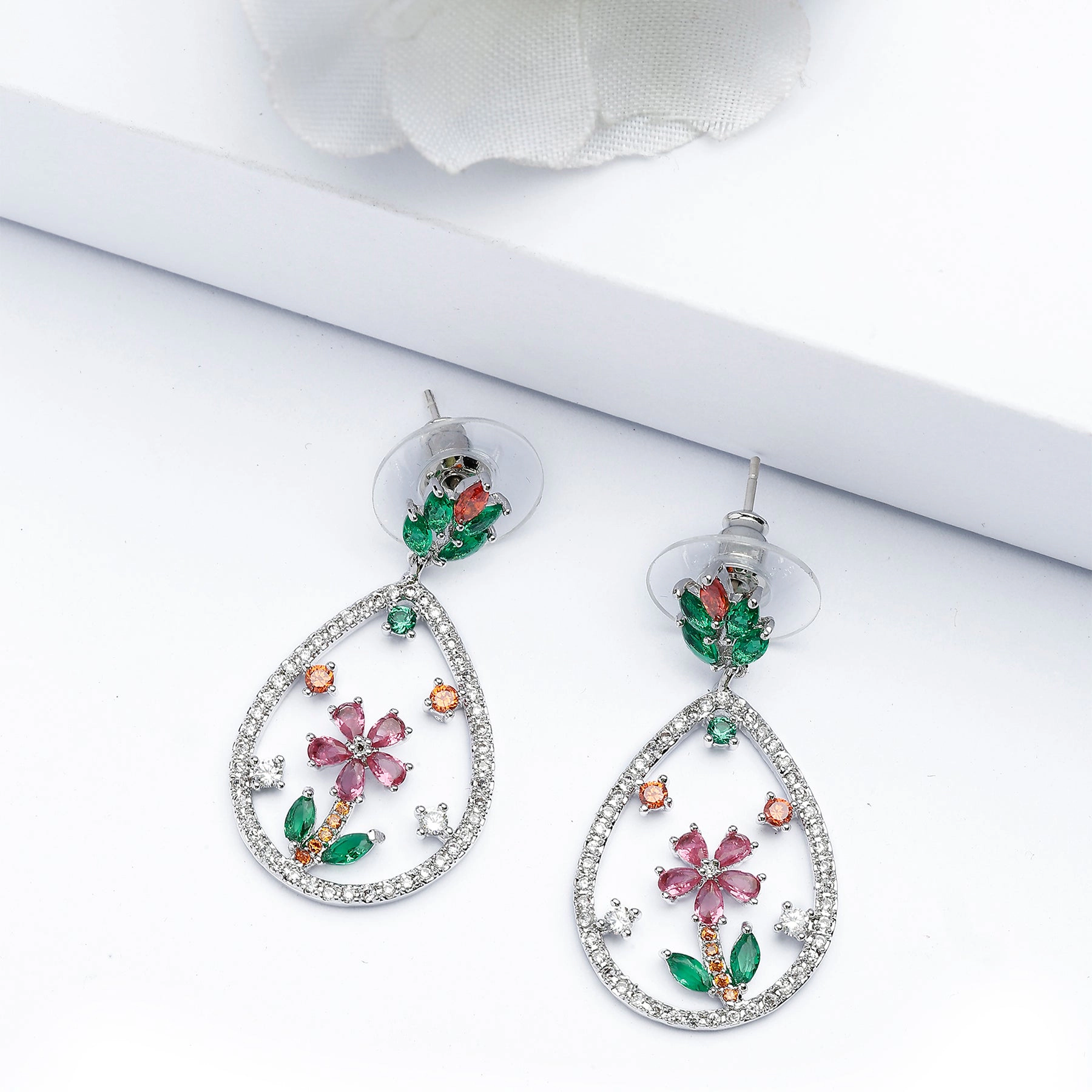 AGP PARIS Womens Floral Drop Earrings