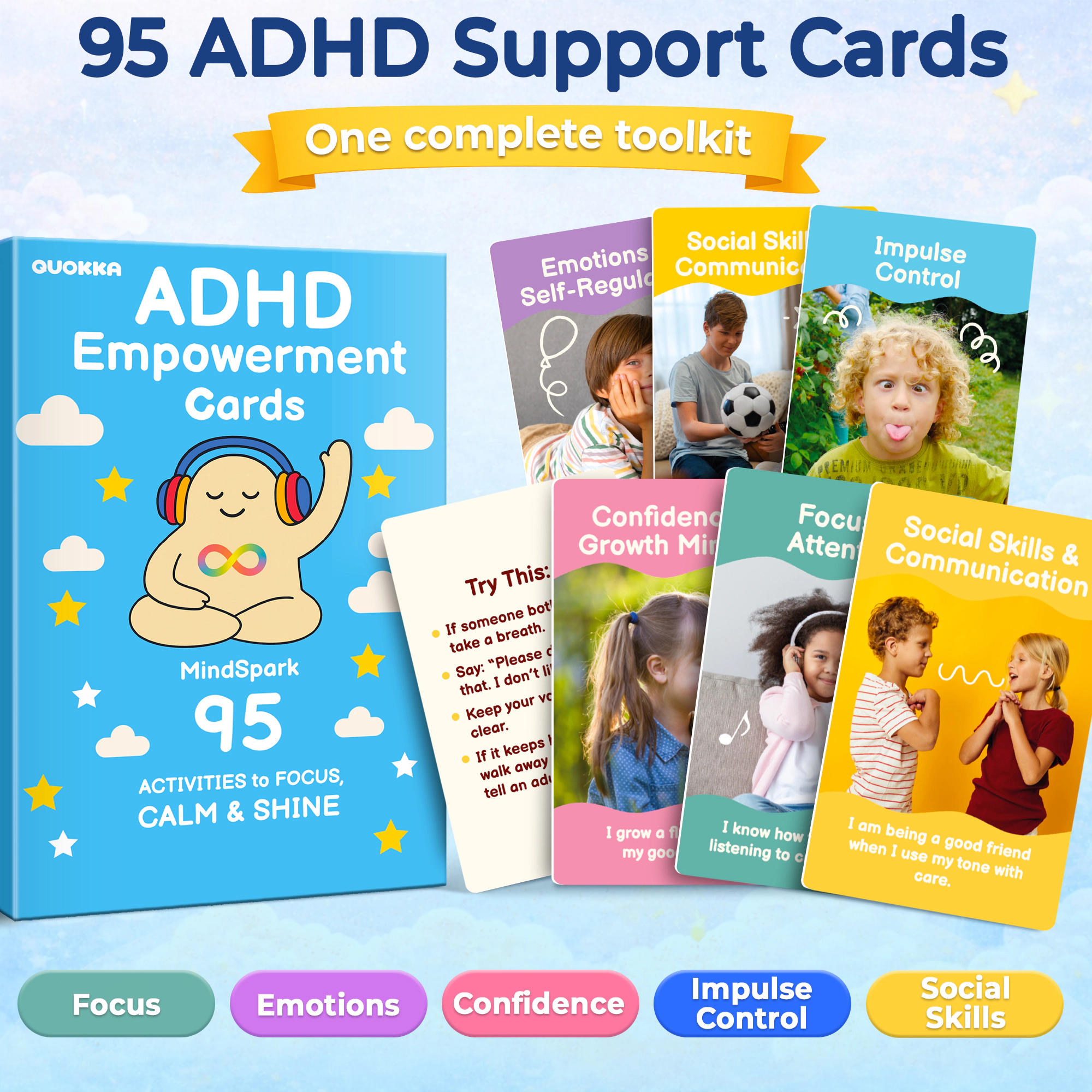 QUOKKA Autism Learning Cards for Kids, Emotional Regulation, Communication & Focus Activities