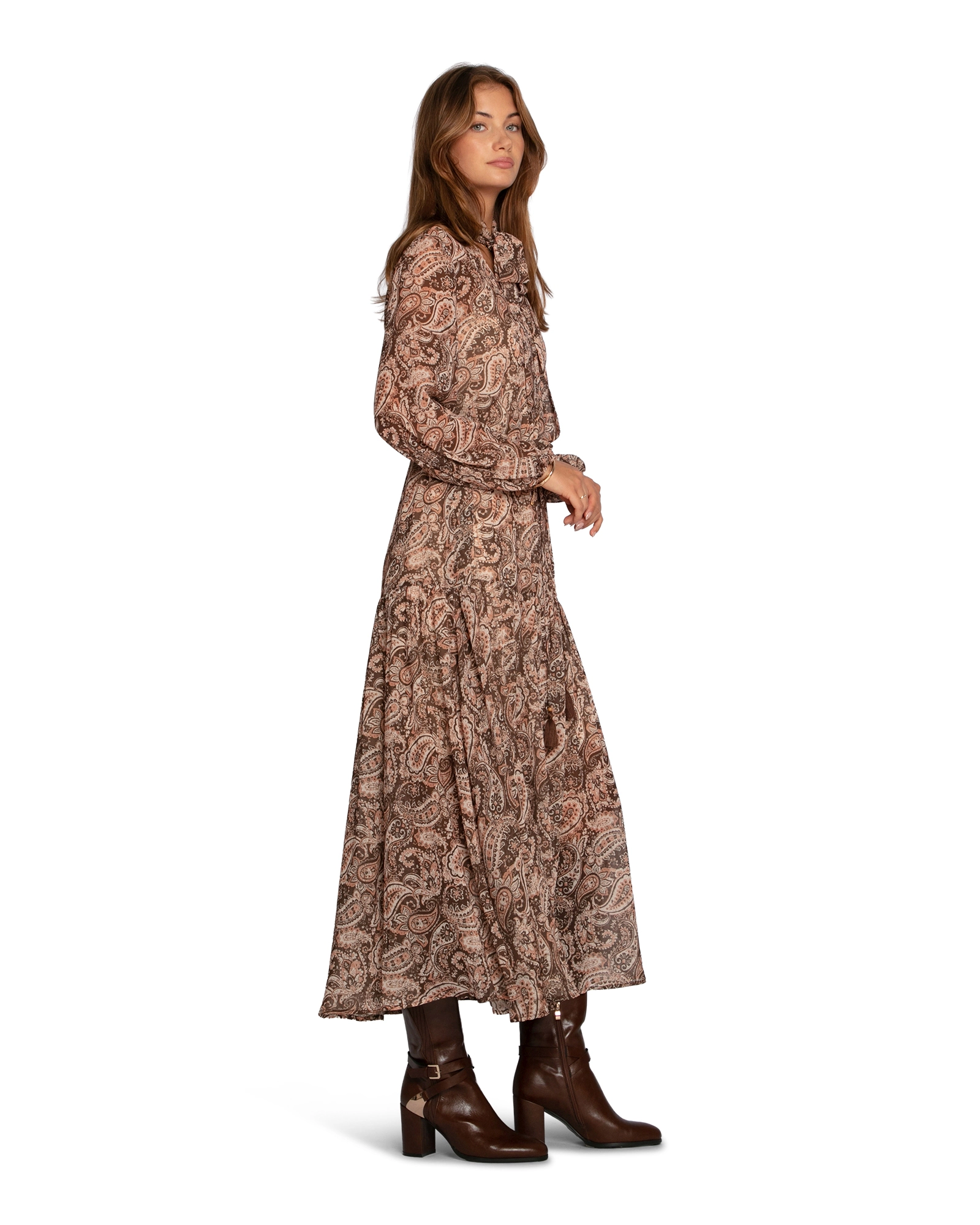Belle & Bloom Waterfall Printed Maxi Dress