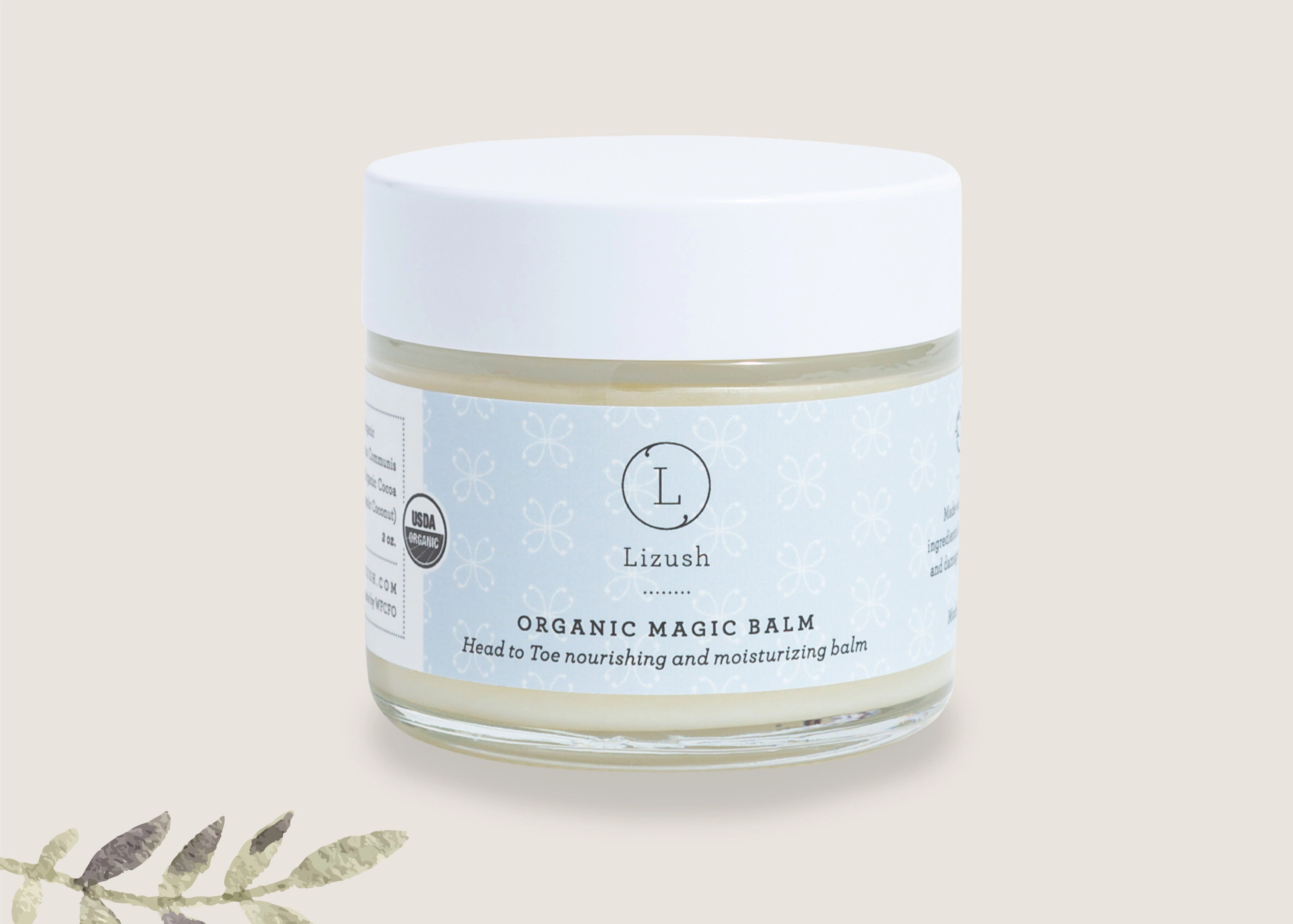 Lizush Organic Magic Balm Head-to-Toe Nourishing Moisturizer 2 oz