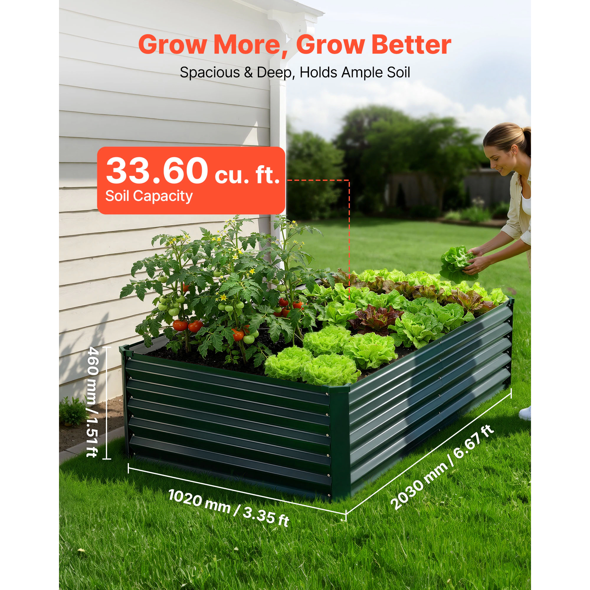 HONGGE Galvanized Raised Garden Bed Metal Planter Box Outdoor Box for Growing Flowers Vegetables